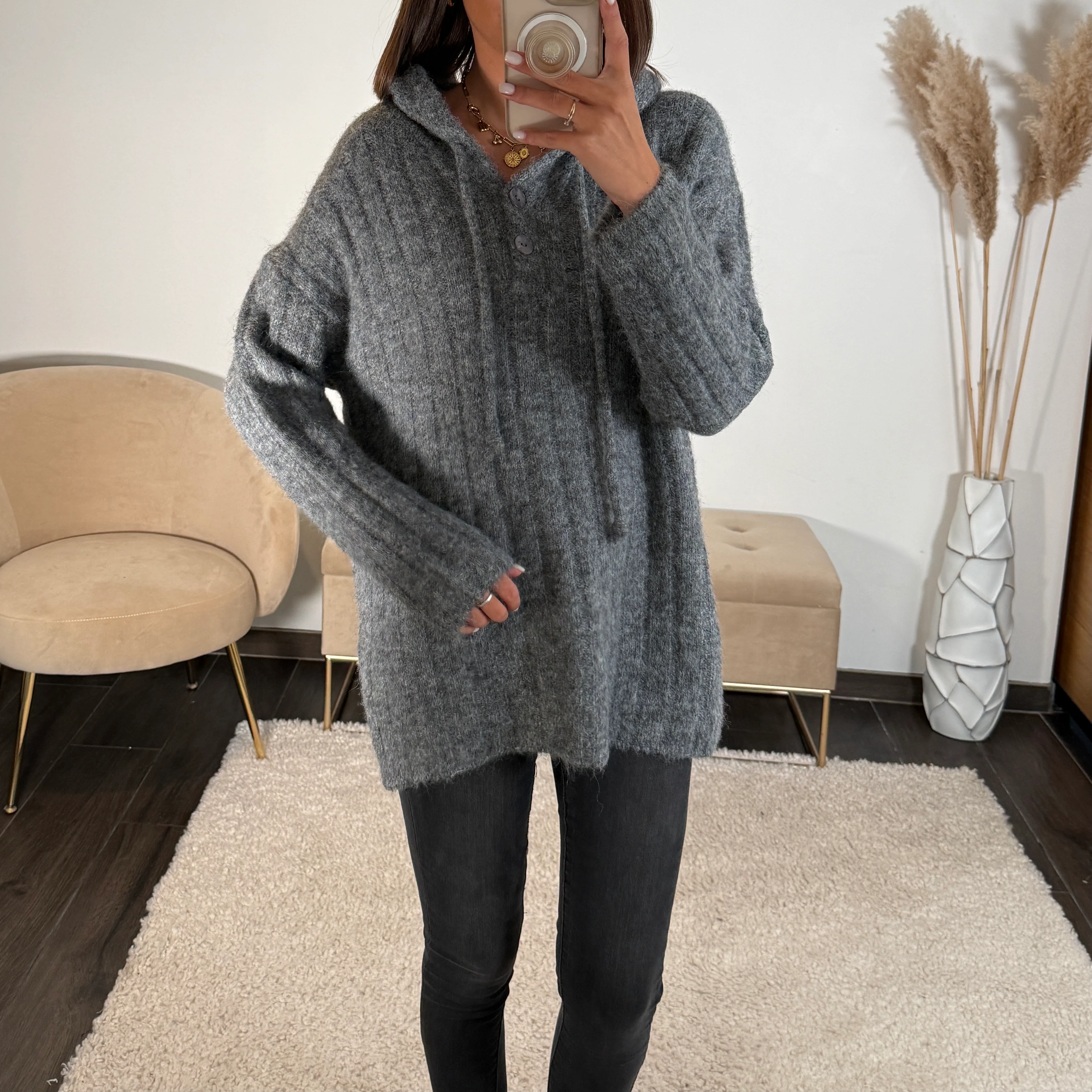 PULL A CAPUCHE GRIS FONCE SAMY - Image 3