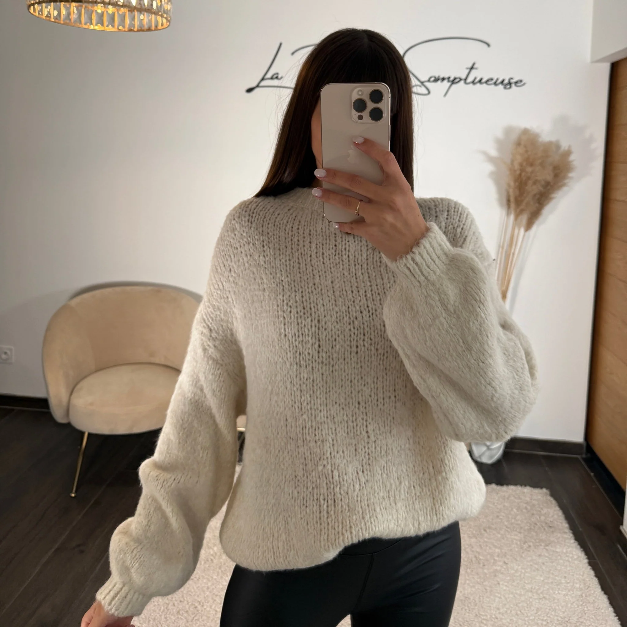 PULL AVEC LAINE BEIGE DIANA - Image 2