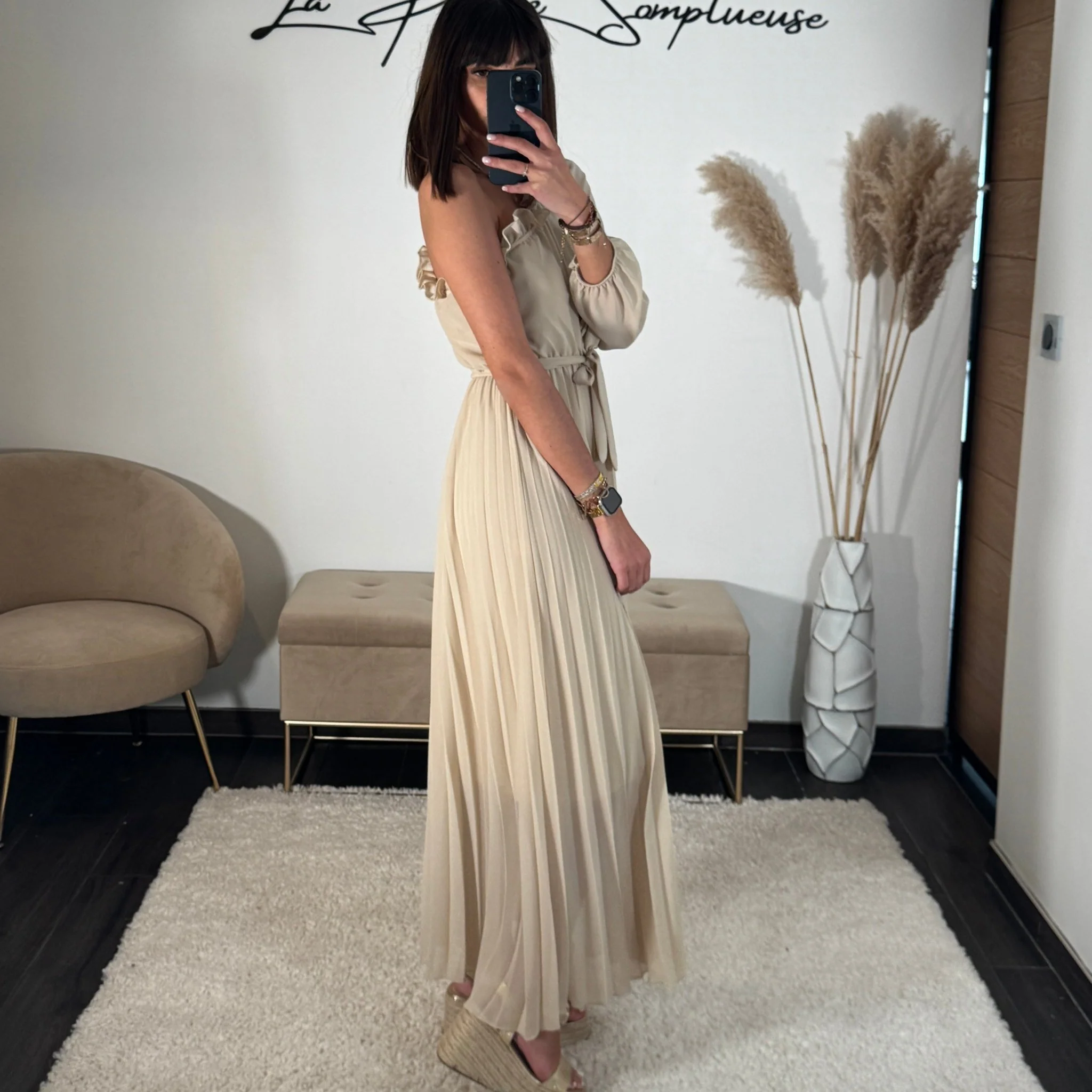 ROBE ASYMETRIQUE BEIGE PERRINE - Image 5