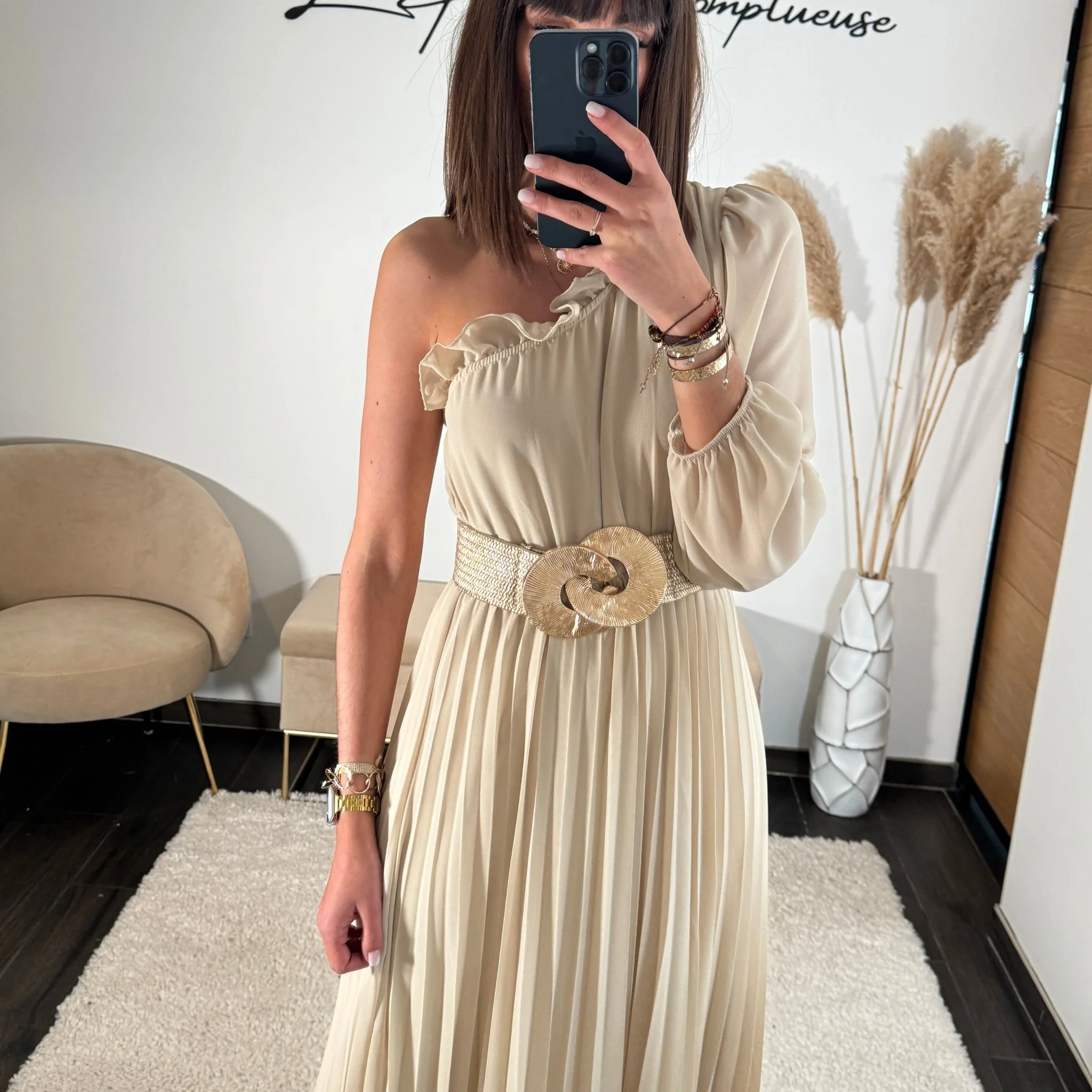 ROBE ASYMETRIQUE BEIGE PERRINE - Image 7