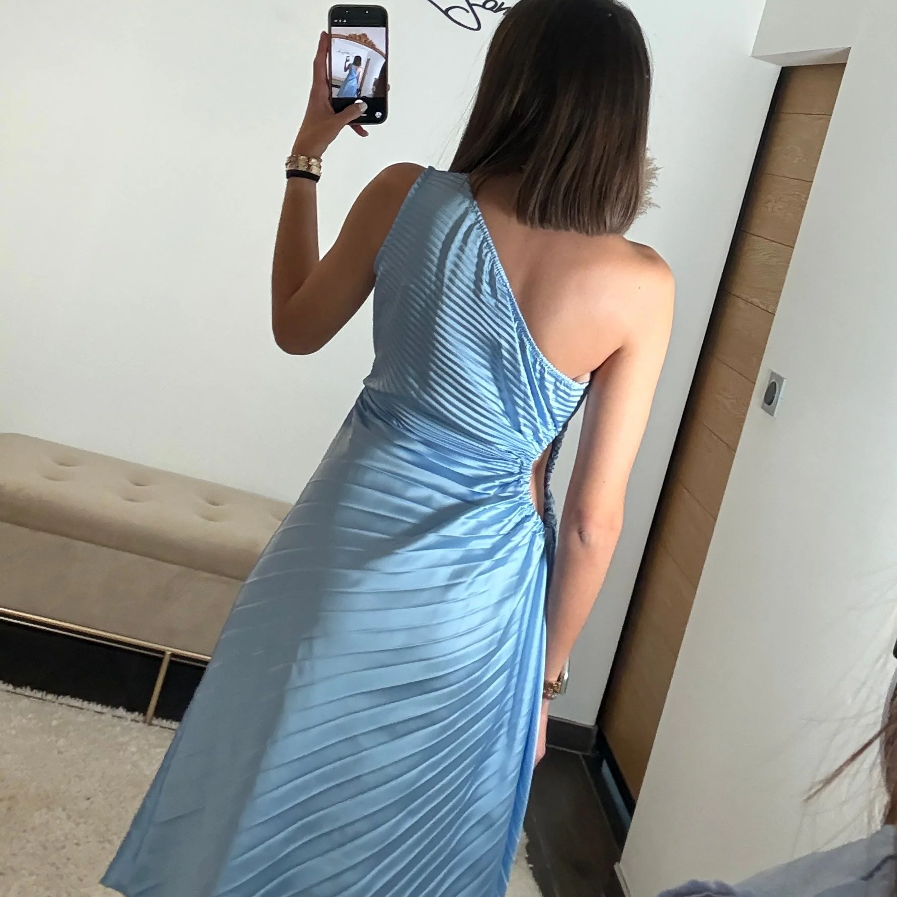ROBE ASYMETRIQUE BLEU CIEL GAZIA - Image 3