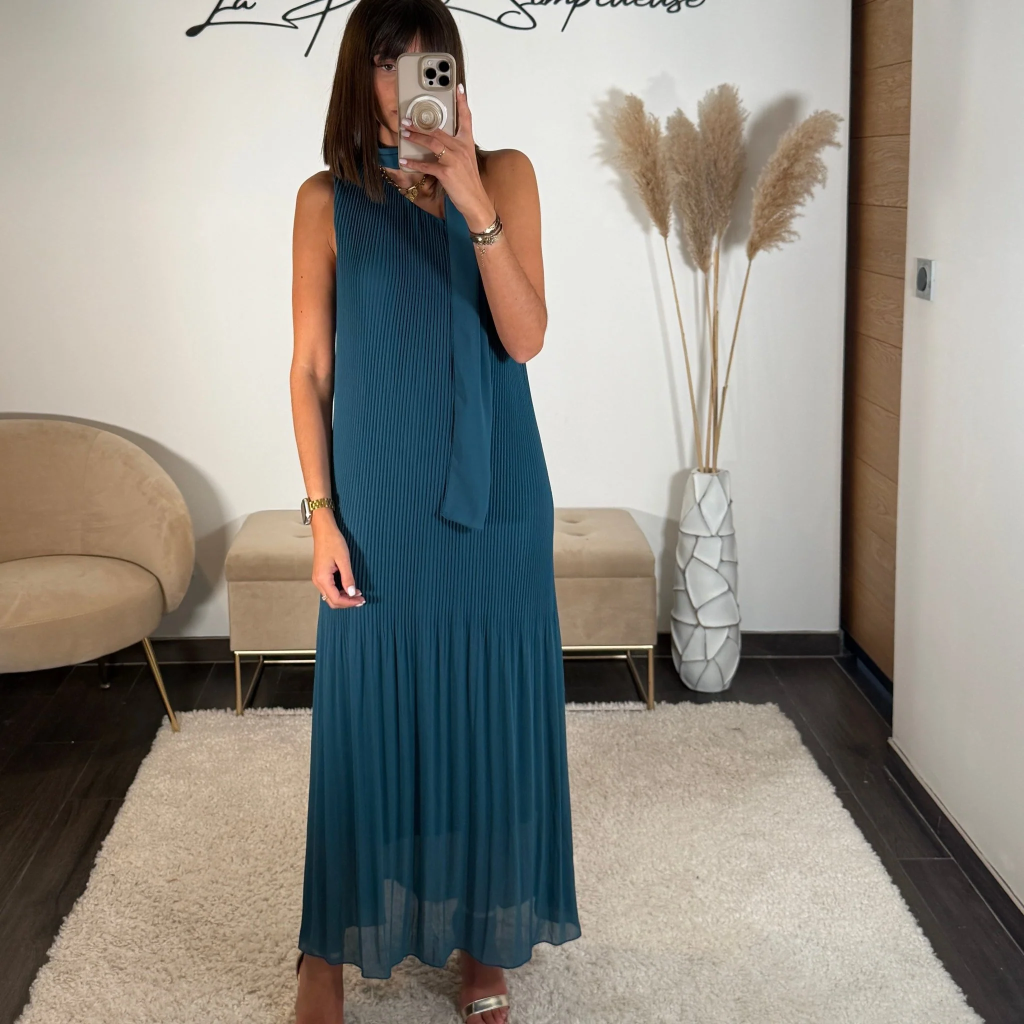 ROBE ASYMETRIQUE BLEUE VALERIA - Image 2