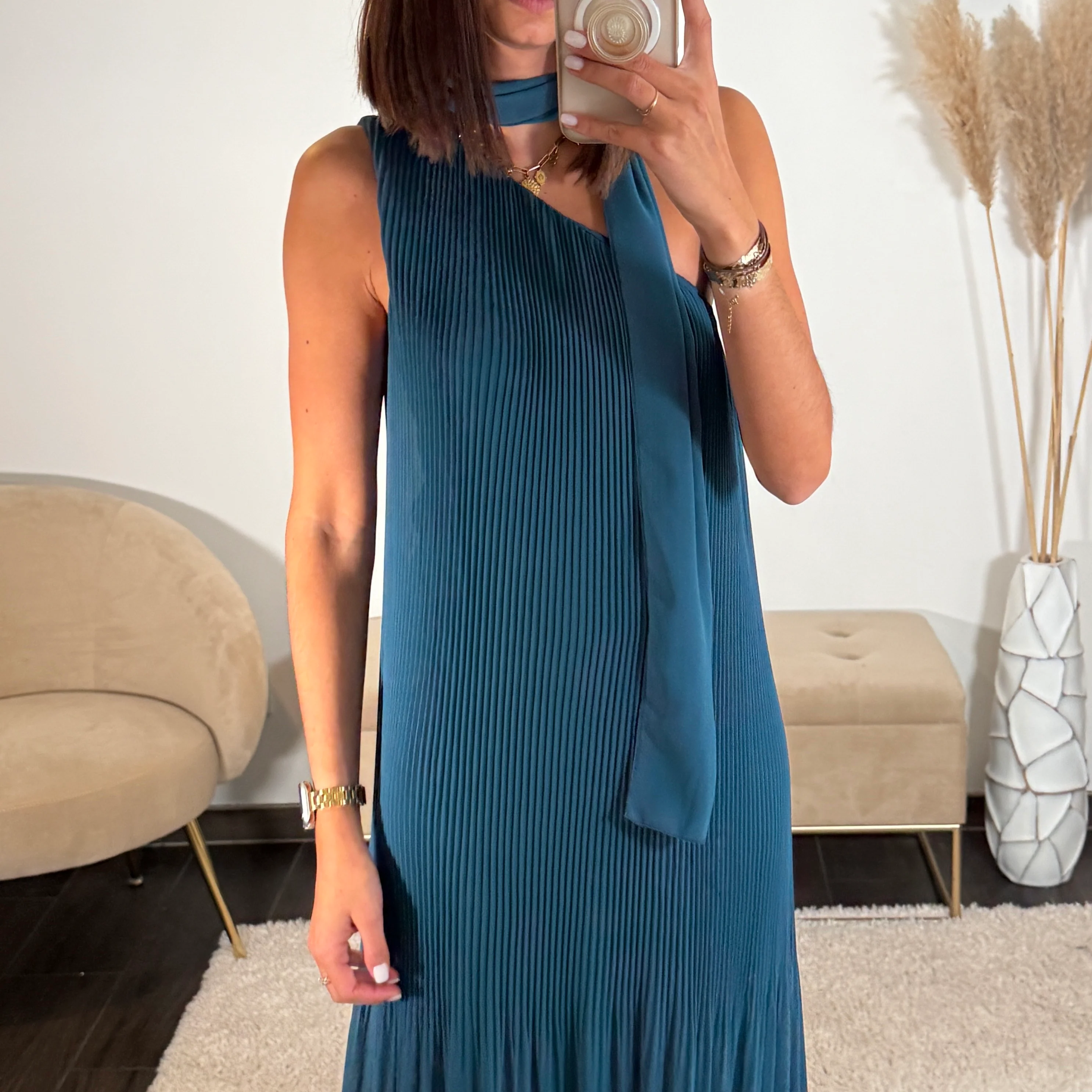 ROBE ASYMETRIQUE BLEUE VALERIA - Image 5