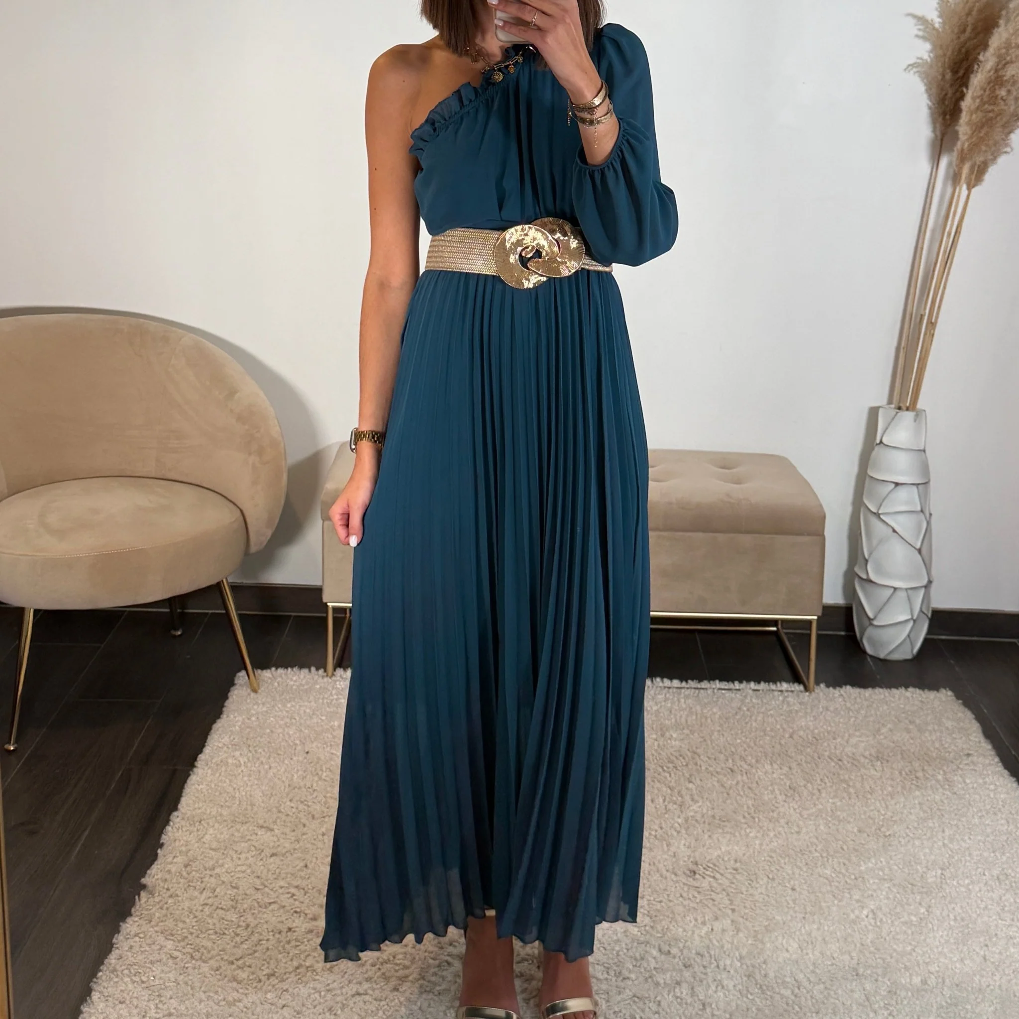 ROBE ASYMETRIQUE BLEUE PERRINE
