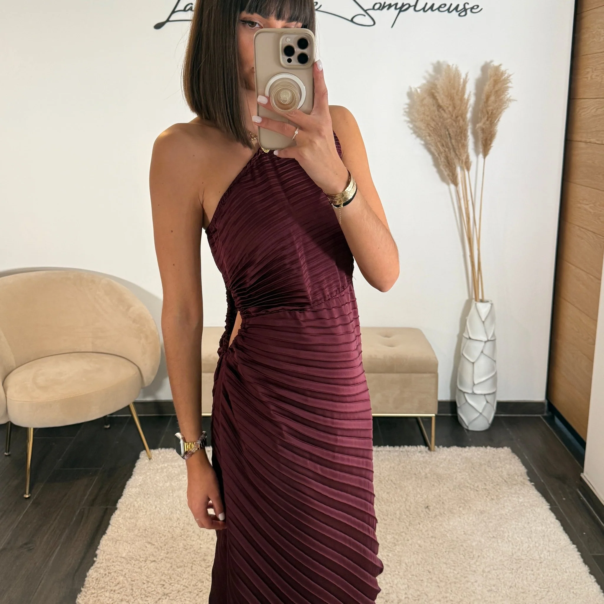 ROBE ASYMETRIQUE BORDEAUX GAZIA - Image 2
