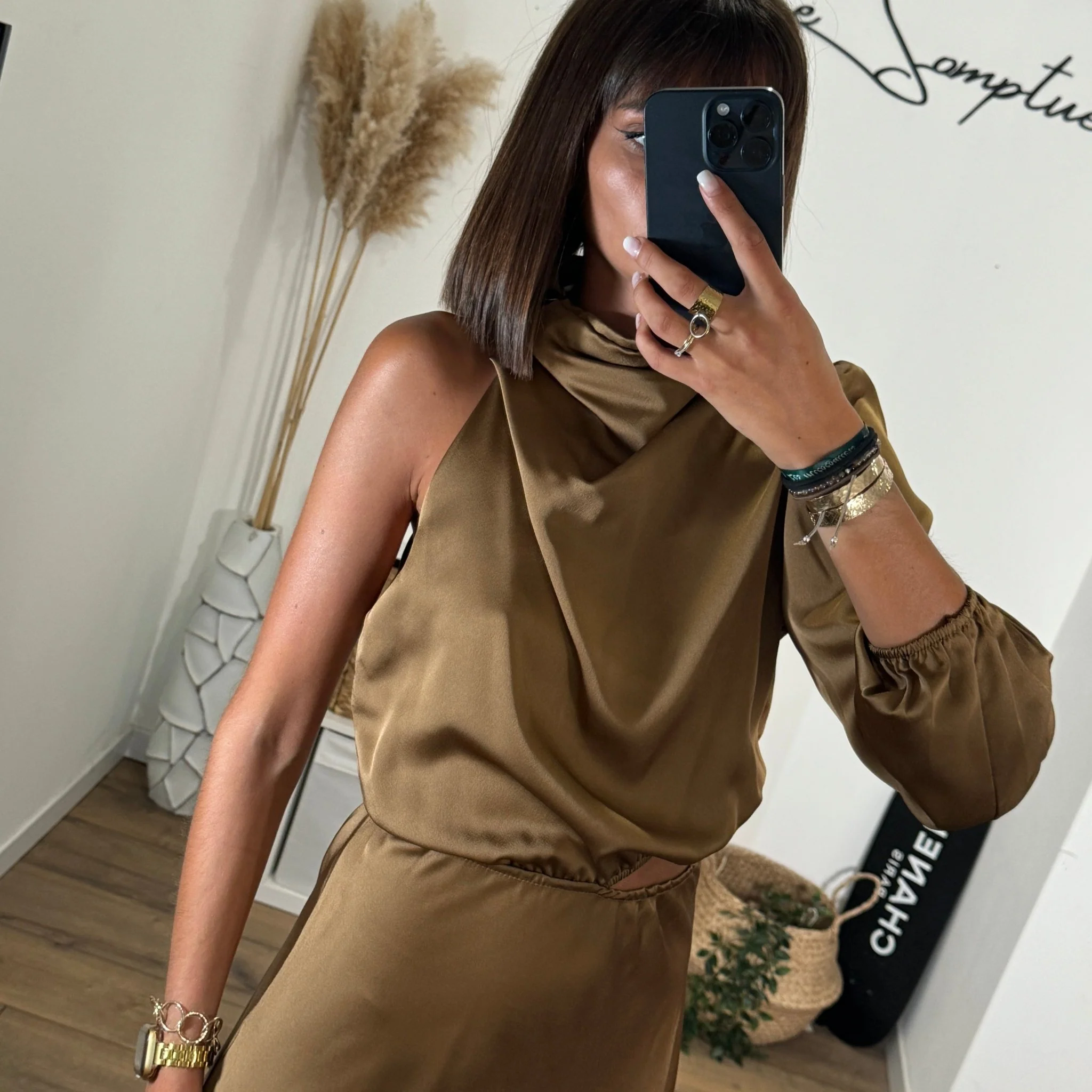 ROBE ASYMETRIQUE CAMEL LOLA - Image 2