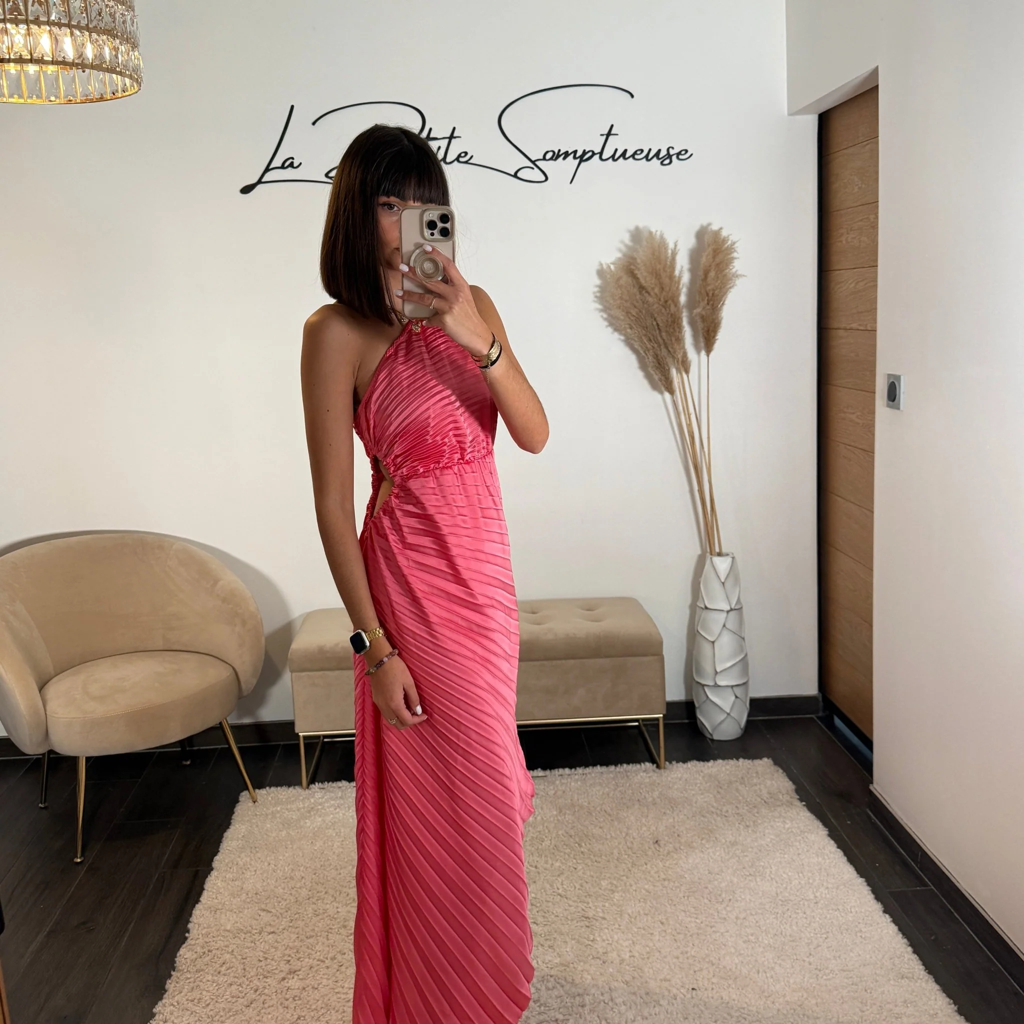 ROBE ASYMETRIQUE CORAIL GAZIA - Image 2