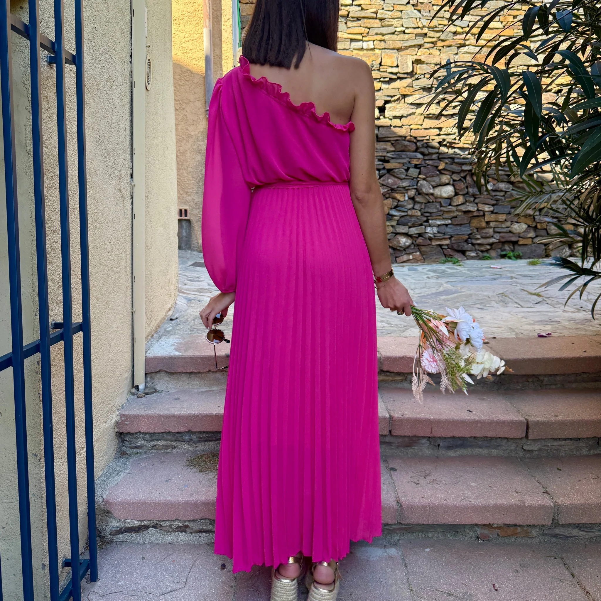 ROBE ASYMETRIQUE FUCHSIA PERRINE - Image 3