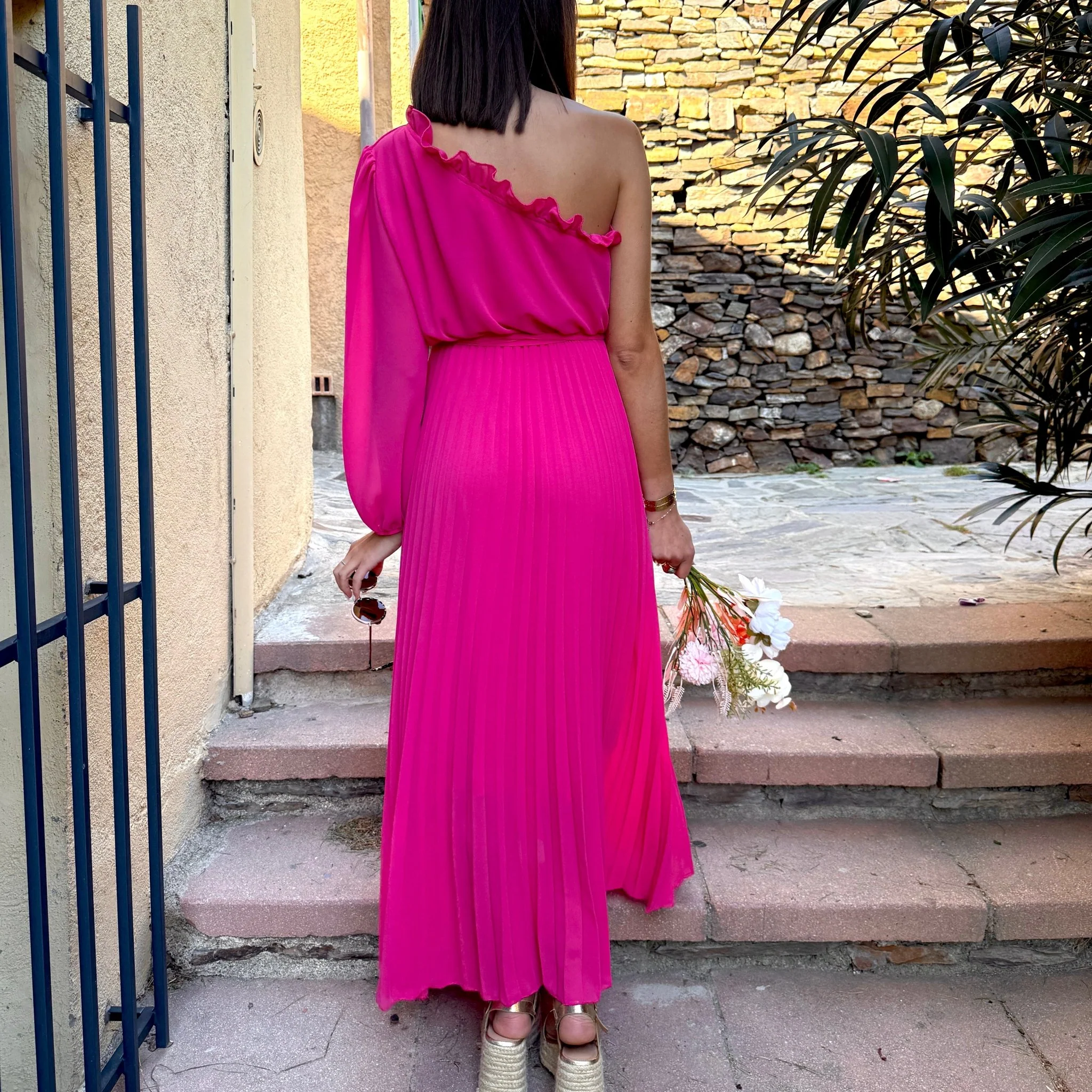 ROBE ASYMETRIQUE FUCHSIA PERRINE - Image 4