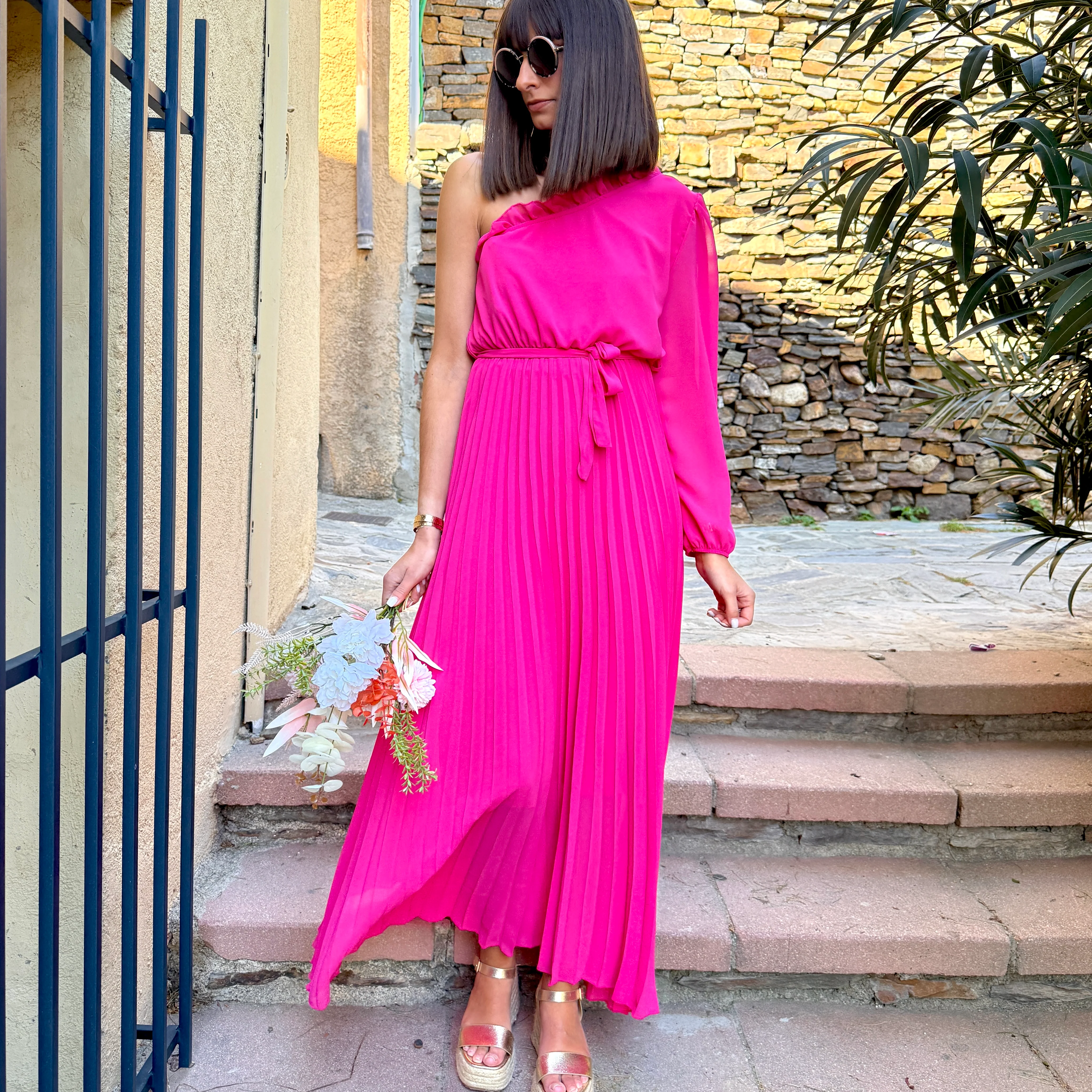 ROBE ASYMETRIQUE FUCHSIA PERRINE - Image 5