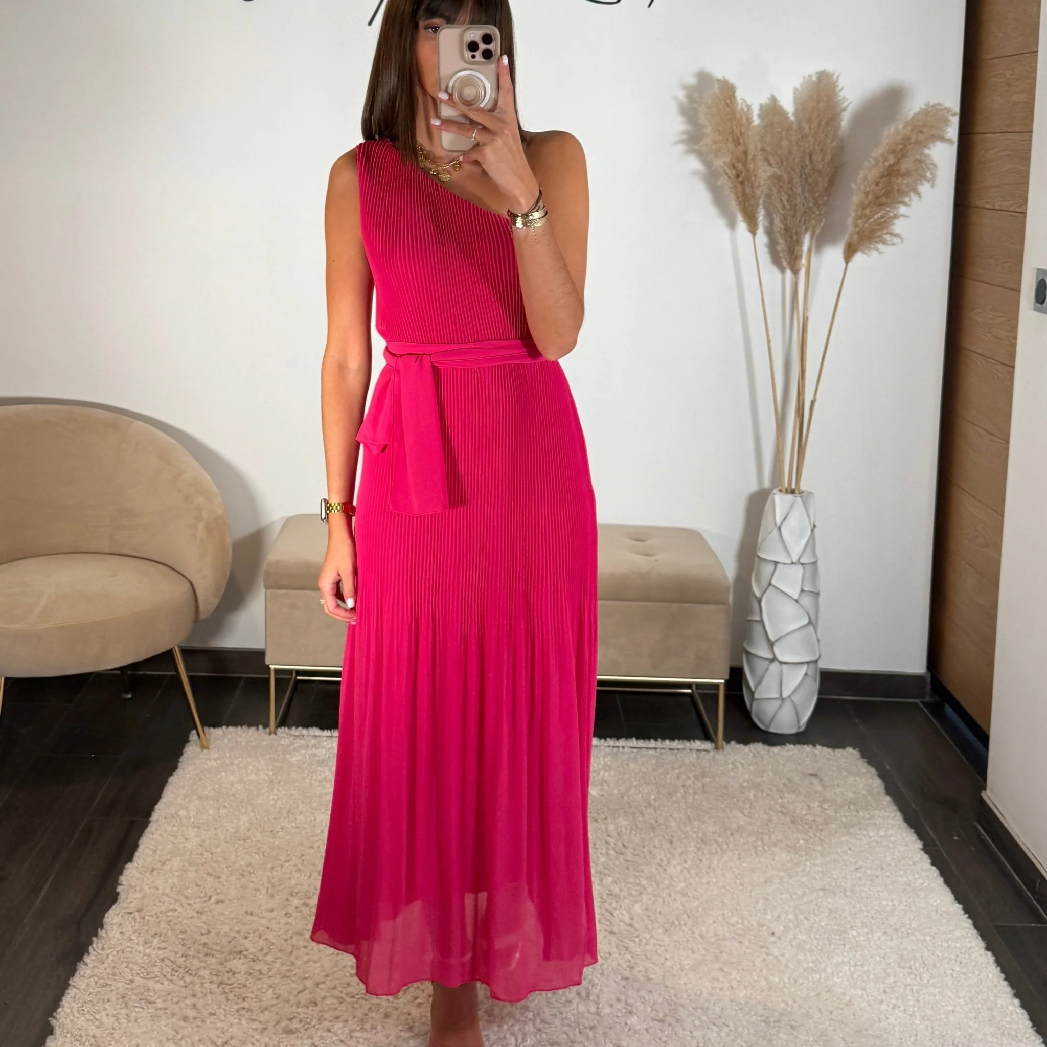 ROBE ASYMETRIQUE FUCHSIA VALERIA
