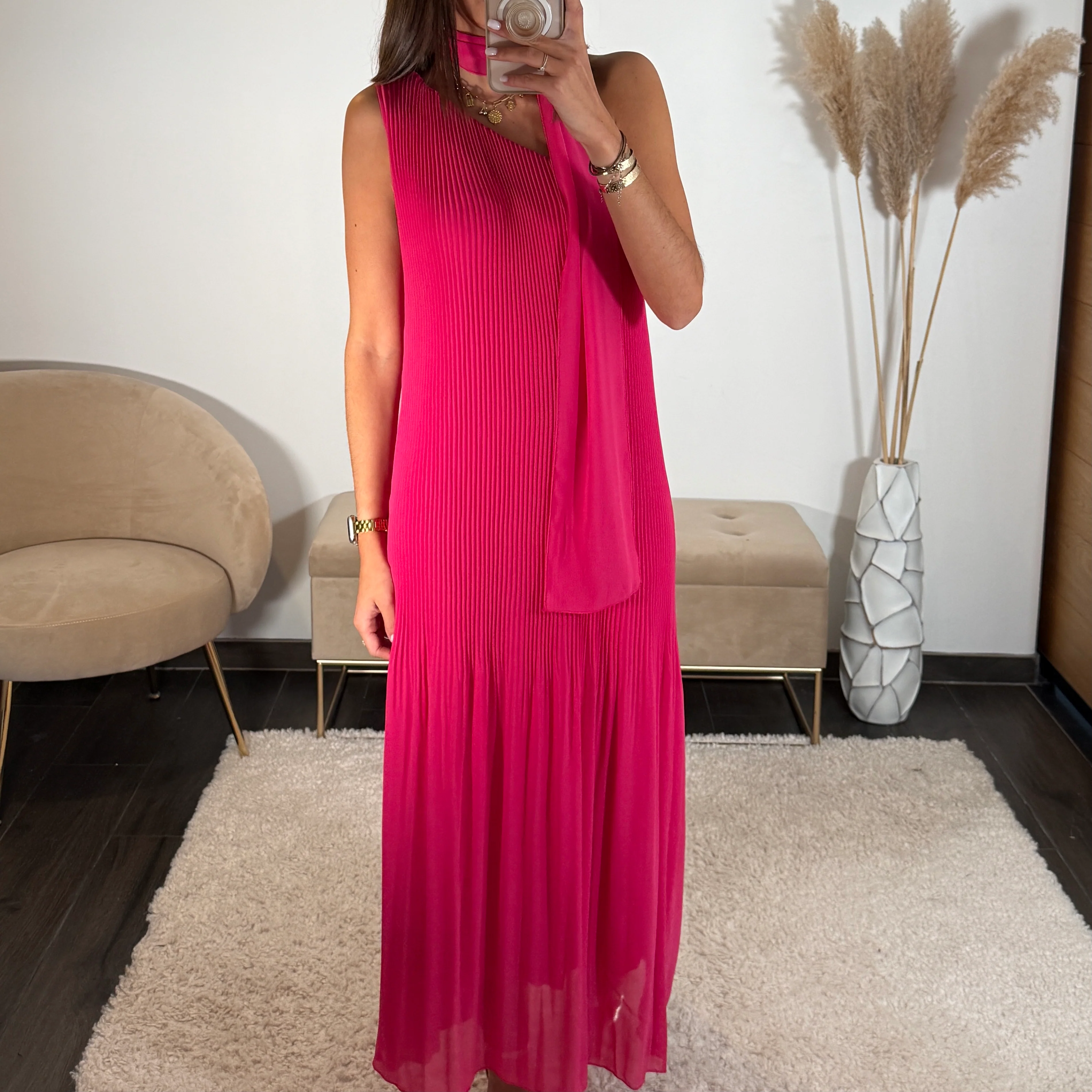 ROBE ASYMETRIQUE FUCHSIA VALERIA - Image 2