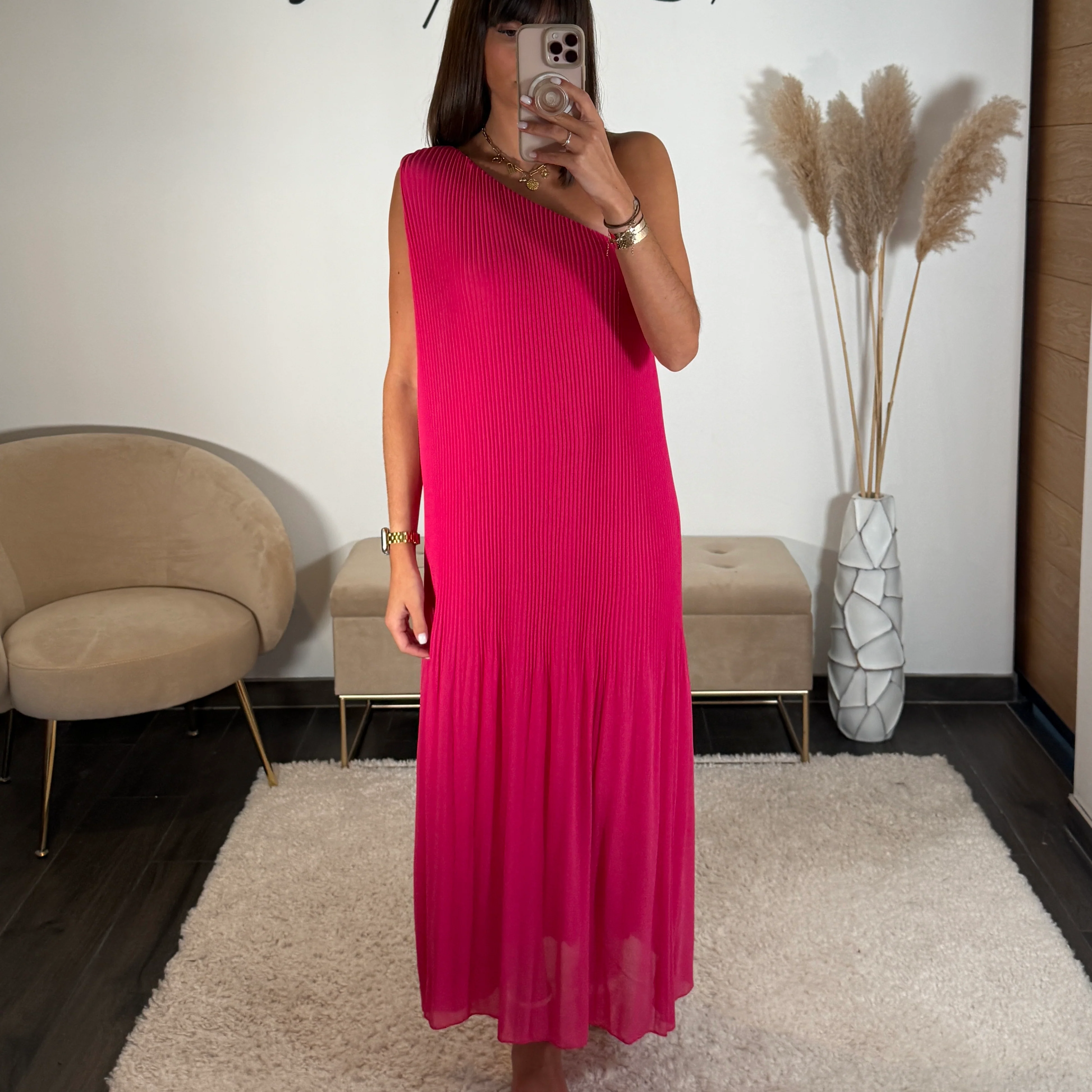 ROBE ASYMETRIQUE FUCHSIA VALERIA - Image 3