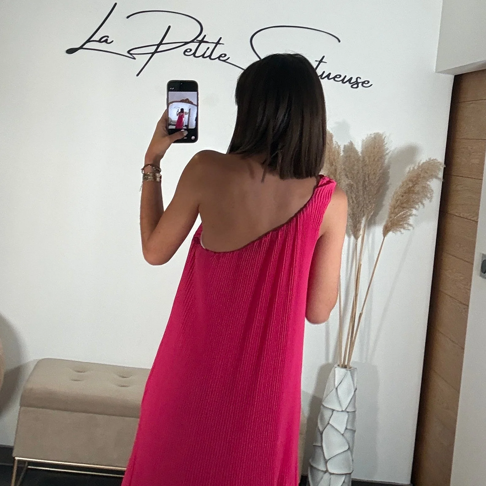 ROBE ASYMETRIQUE FUCHSIA VALERIA - Image 4