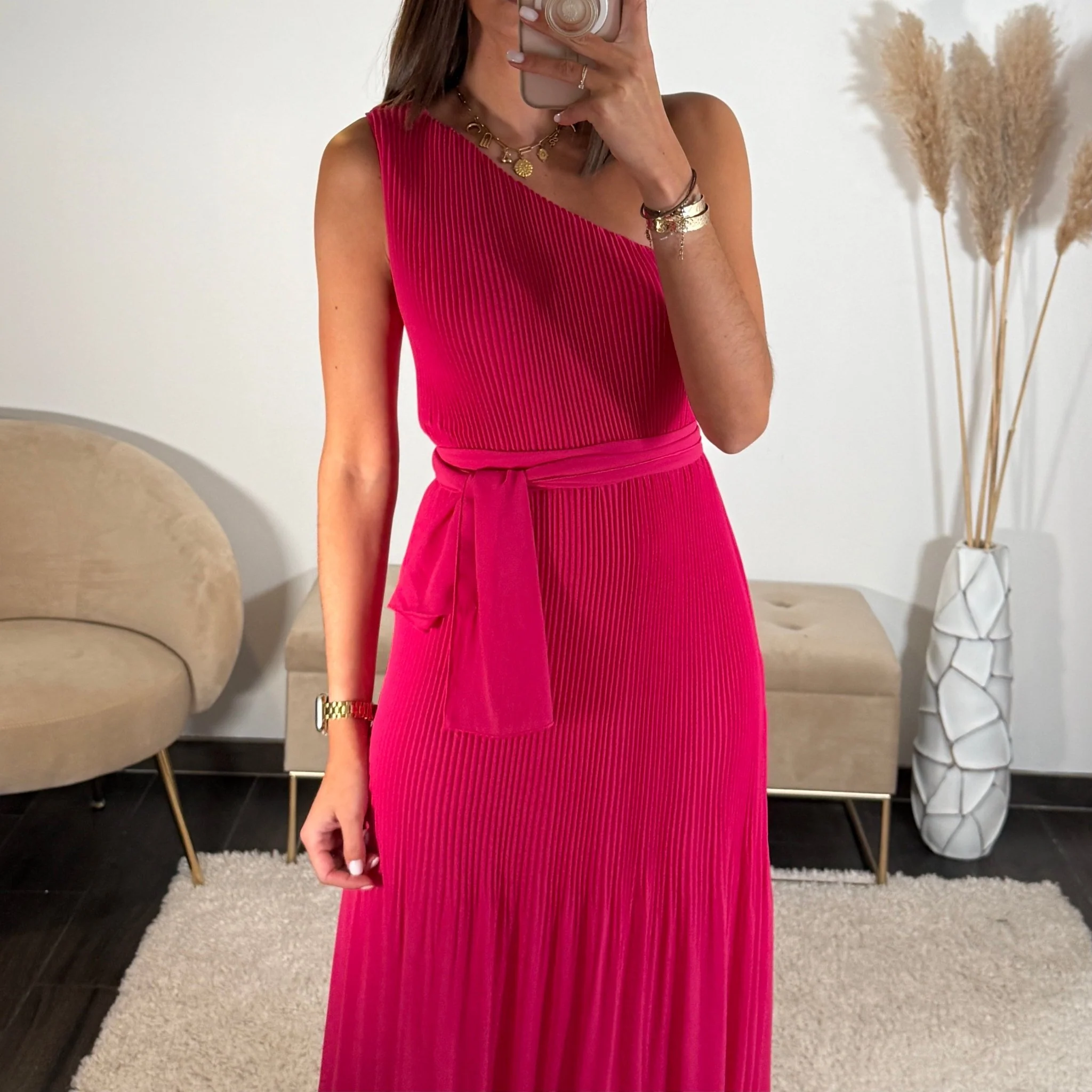 ROBE ASYMETRIQUE FUCHSIA VALERIA - Image 5