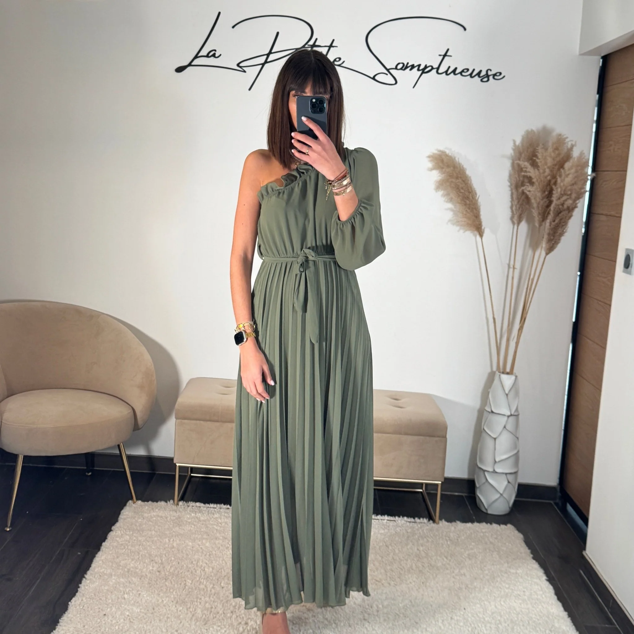 ROBE ASYMETRIQUE KAKI PERRINE - Image 3