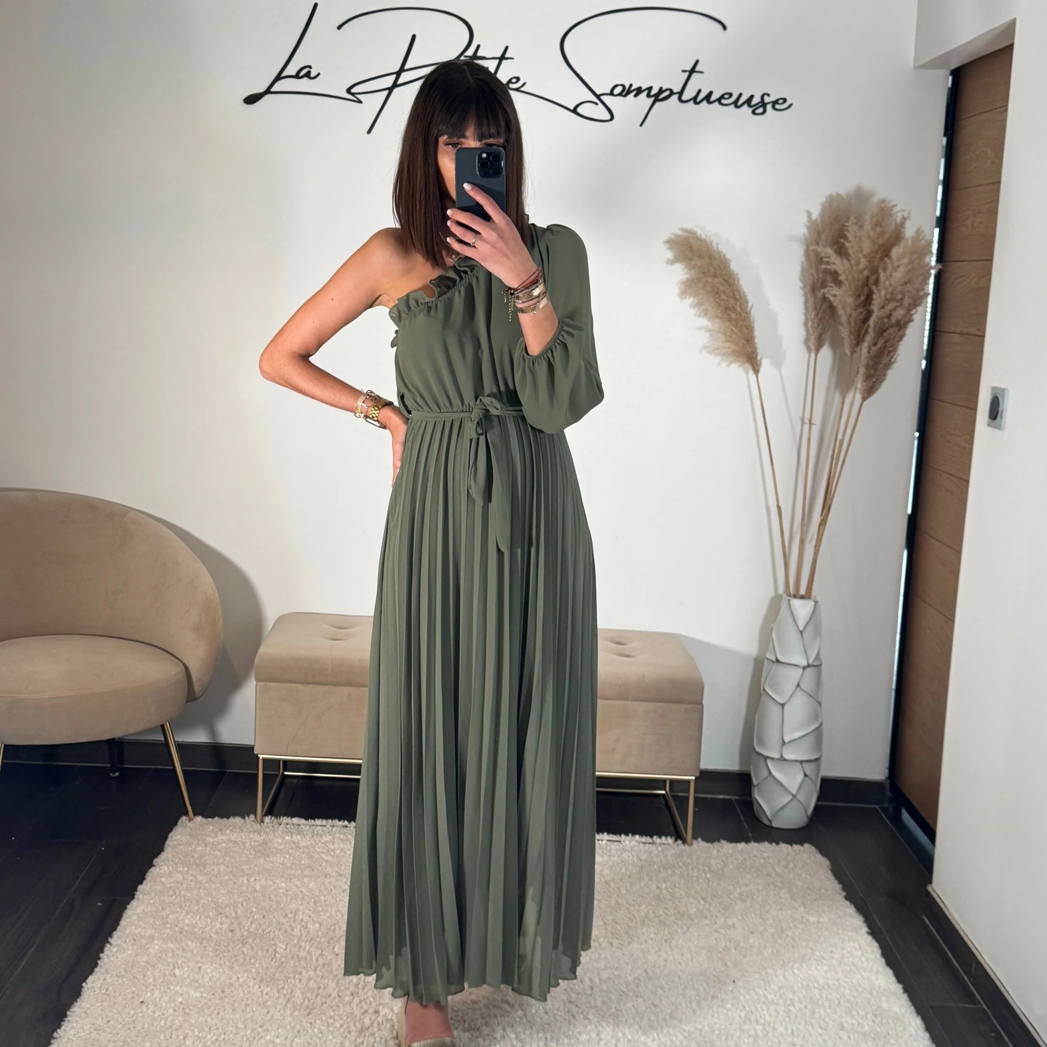 ROBE ASYMETRIQUE KAKI PERRINE - Image 4
