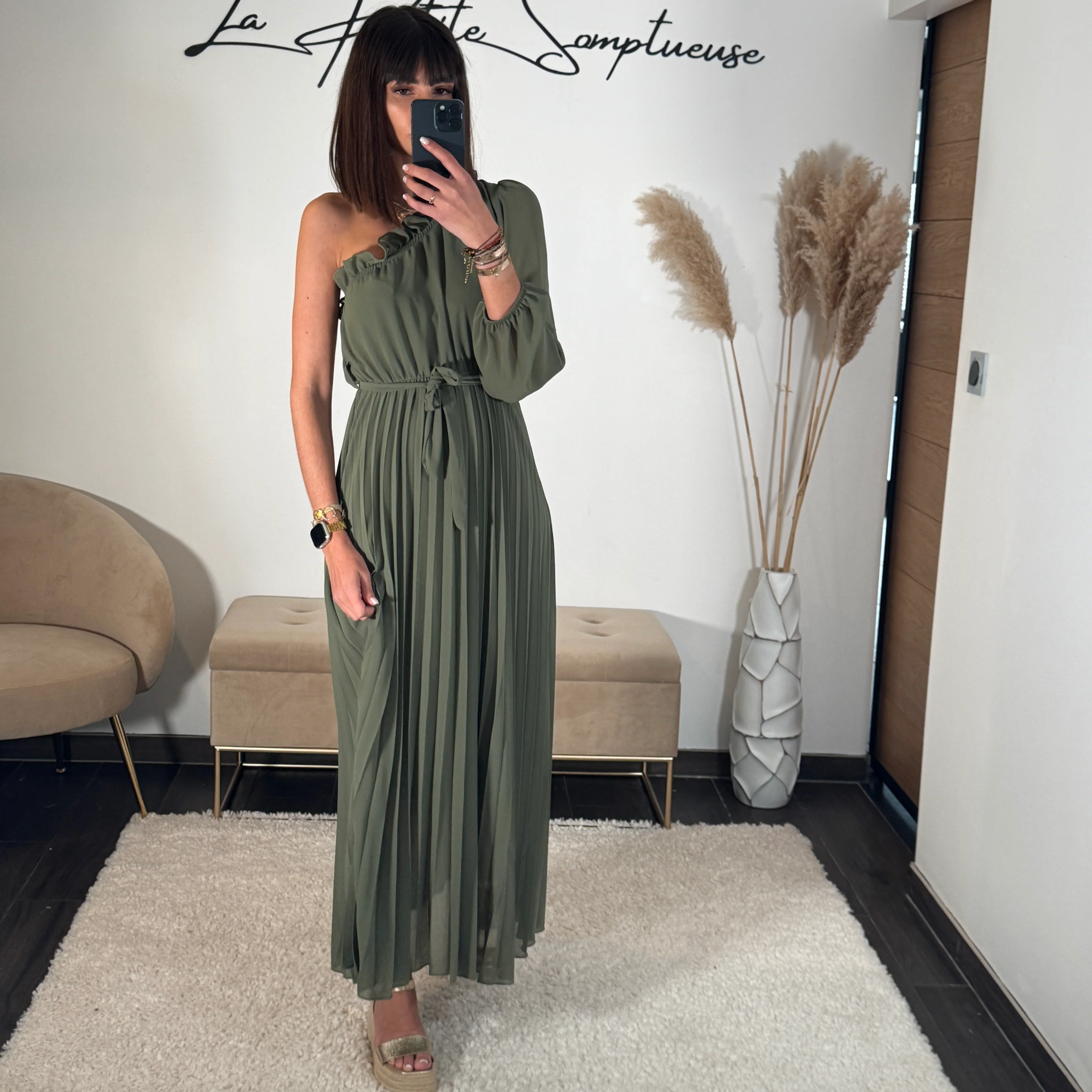 ROBE ASYMETRIQUE KAKI PERRINE - Image 5