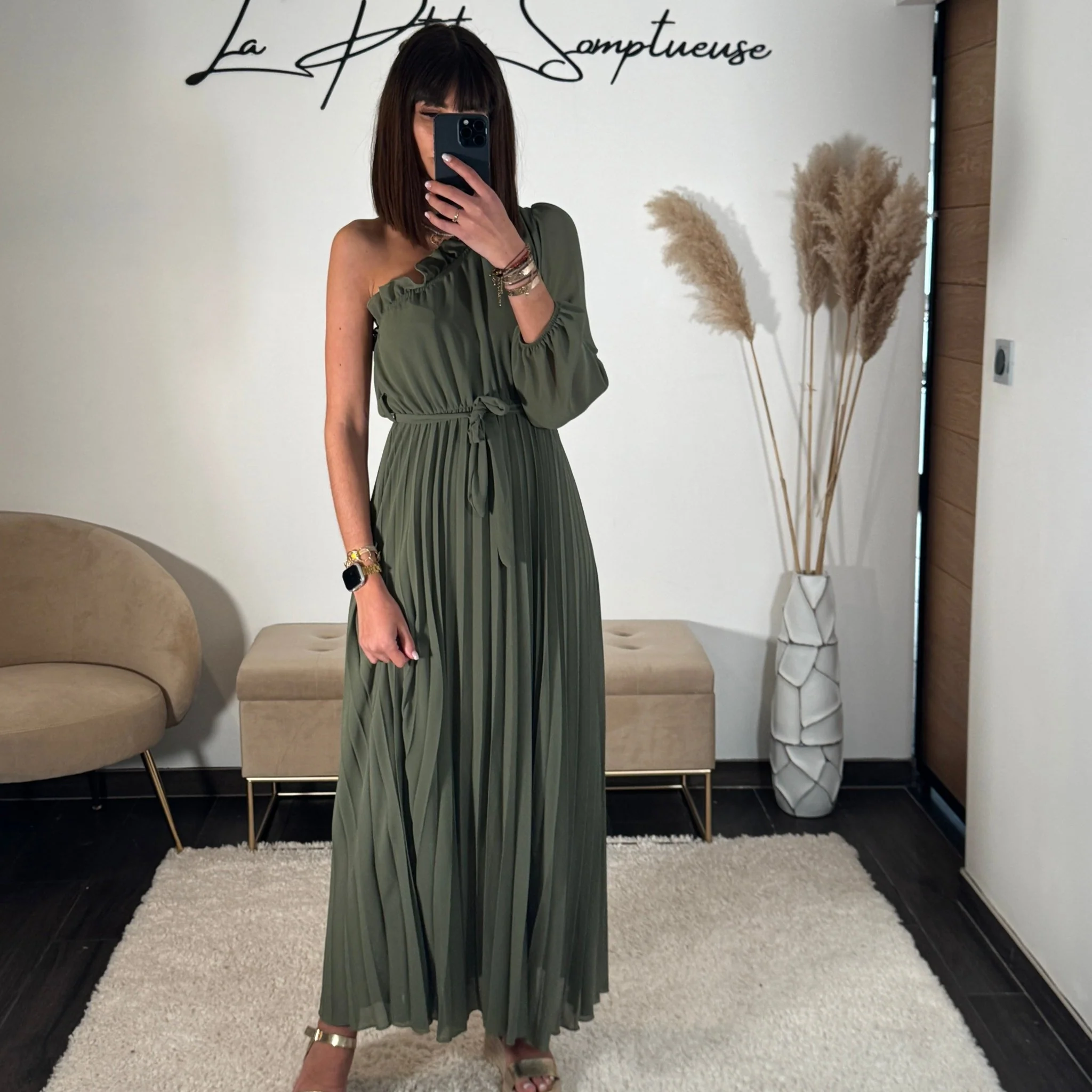 ROBE ASYMETRIQUE KAKI PERRINE - Image 6