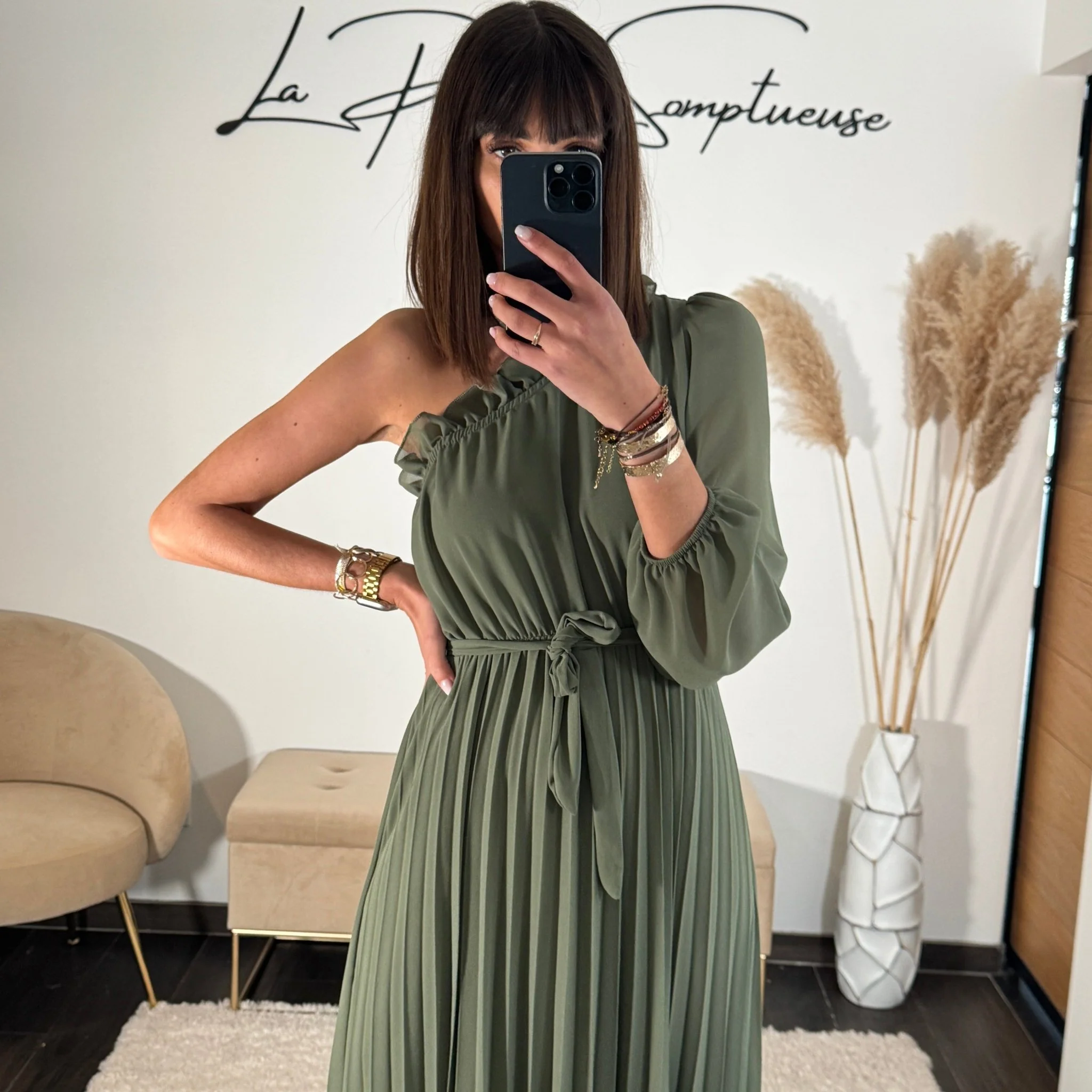 ROBE ASYMETRIQUE KAKI PERRINE - Image 7
