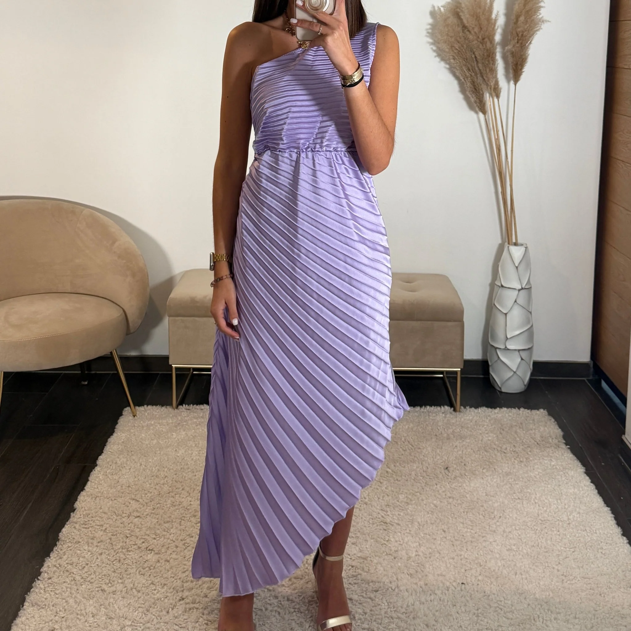 ROBE ASYMETRIQUE LILAS GAZIA
