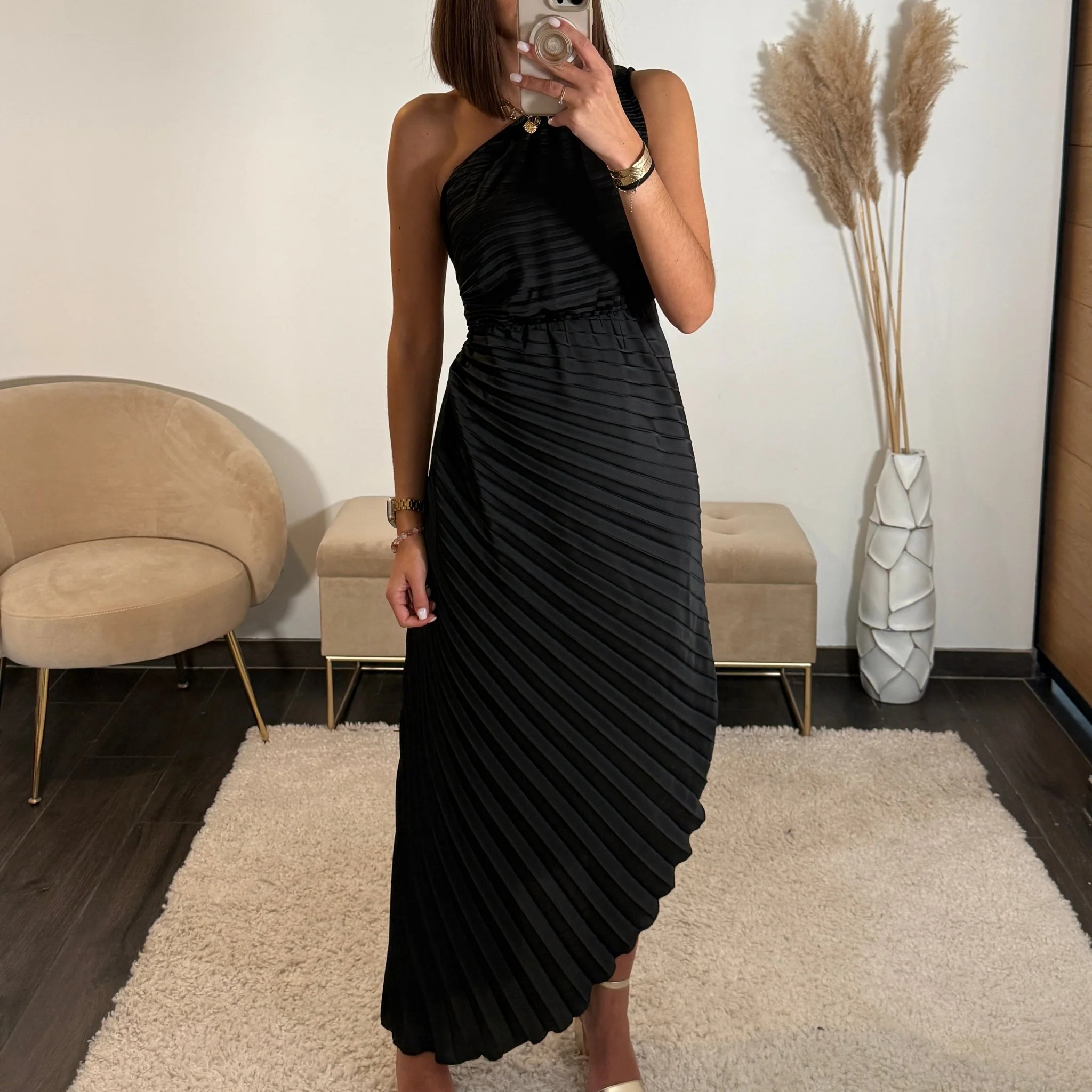 ROBE ASYMETRIQUE NOIRE GAZIA - Image 2