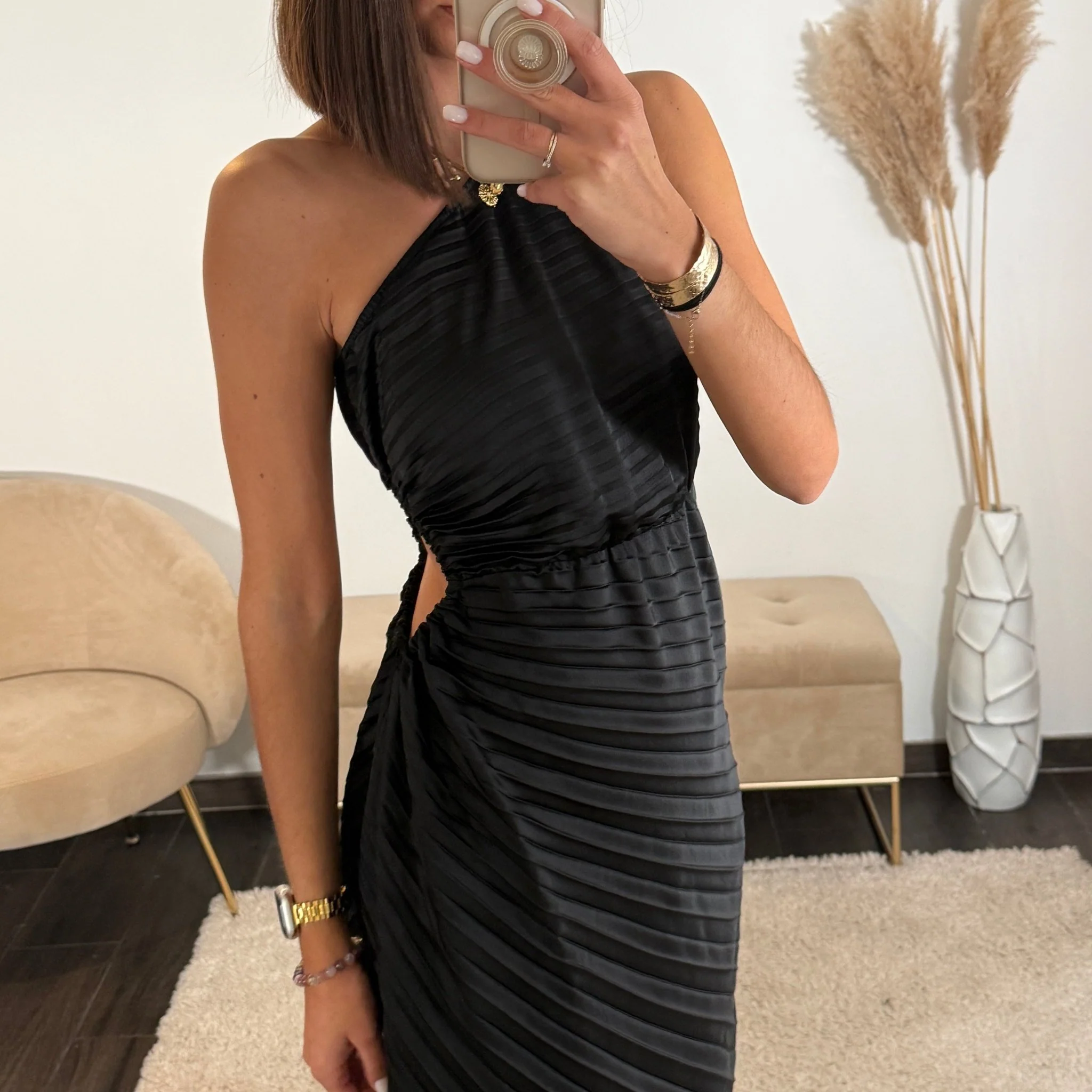 ROBE ASYMETRIQUE NOIRE GAZIA - Image 3