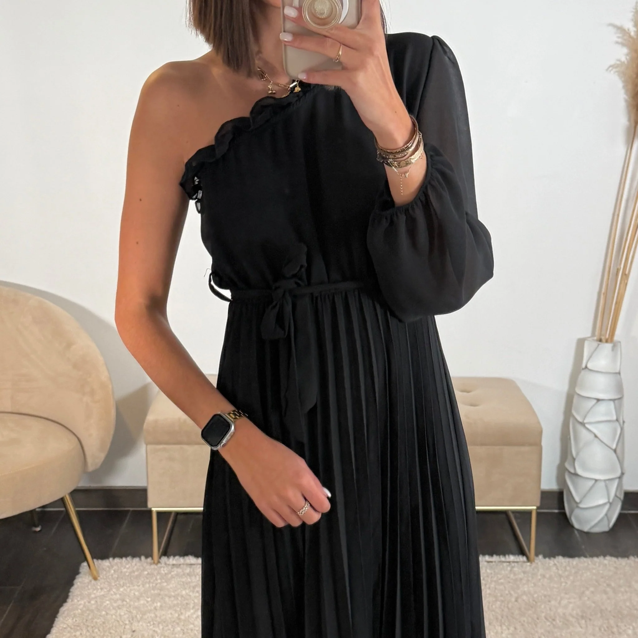 ROBE ASYMETRIQUE NOIRE PERRINE - Image 3