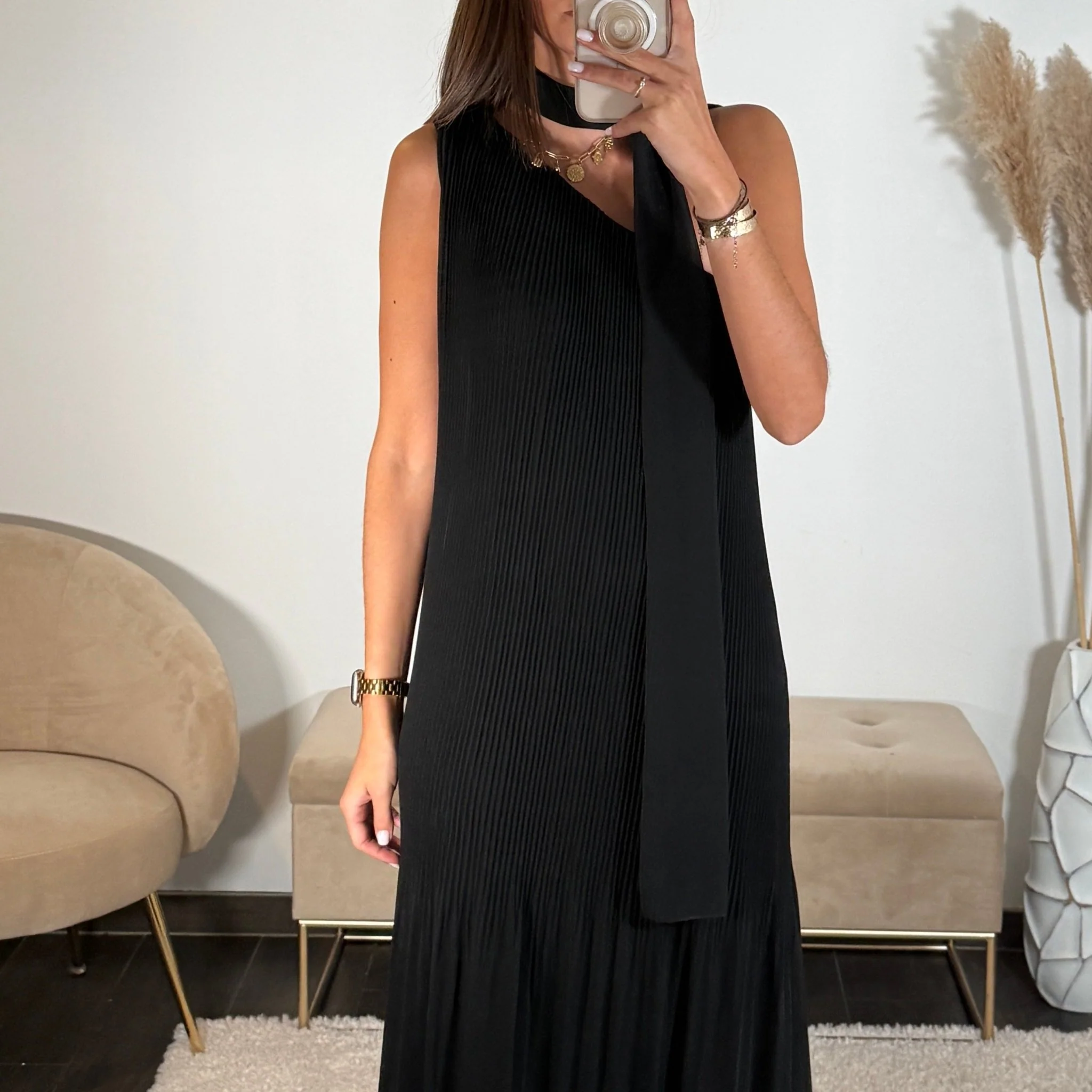 ROBE ASYMETRIQUE NOIRE VALERIA - Image 2