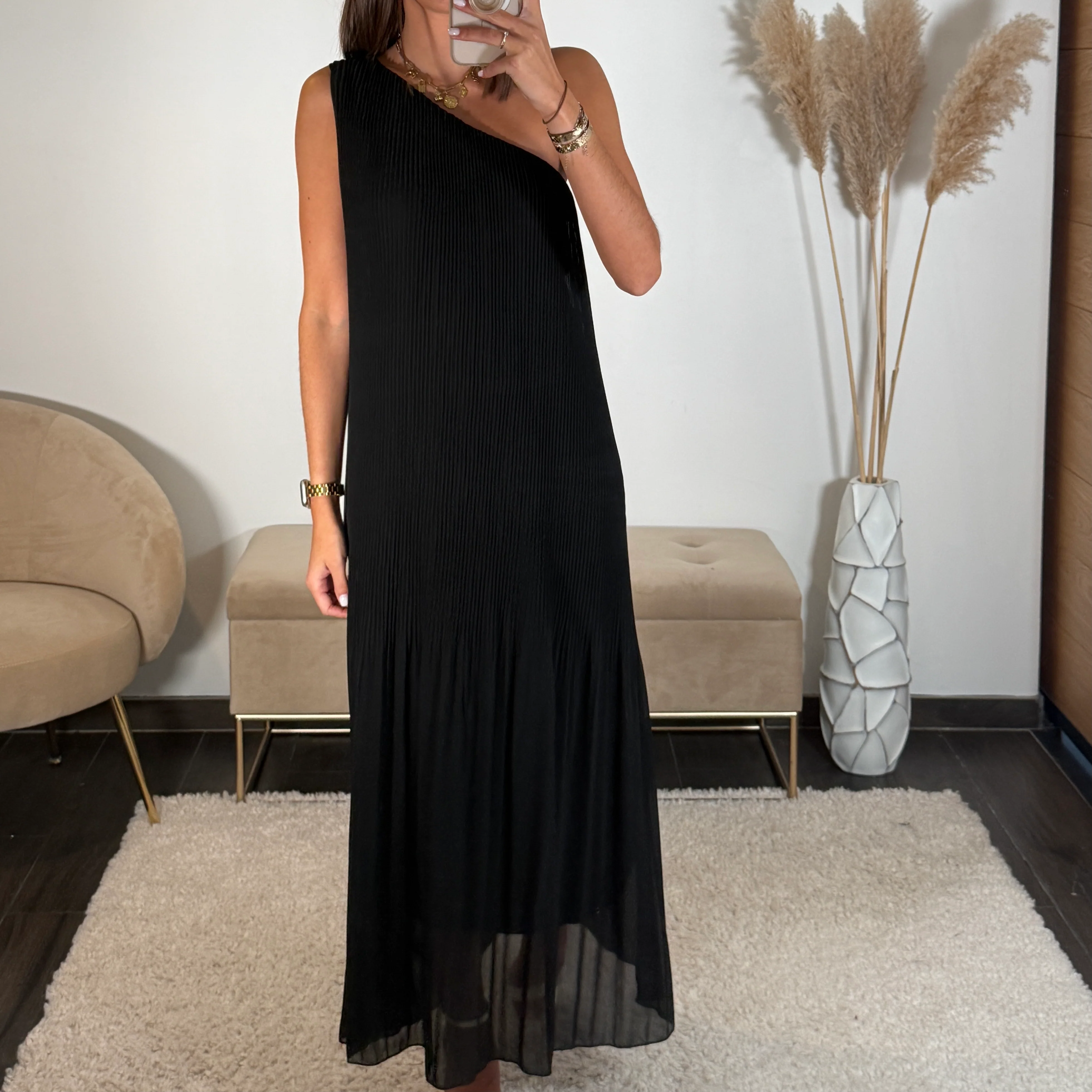 ROBE ASYMETRIQUE NOIRE VALERIA - Image 3