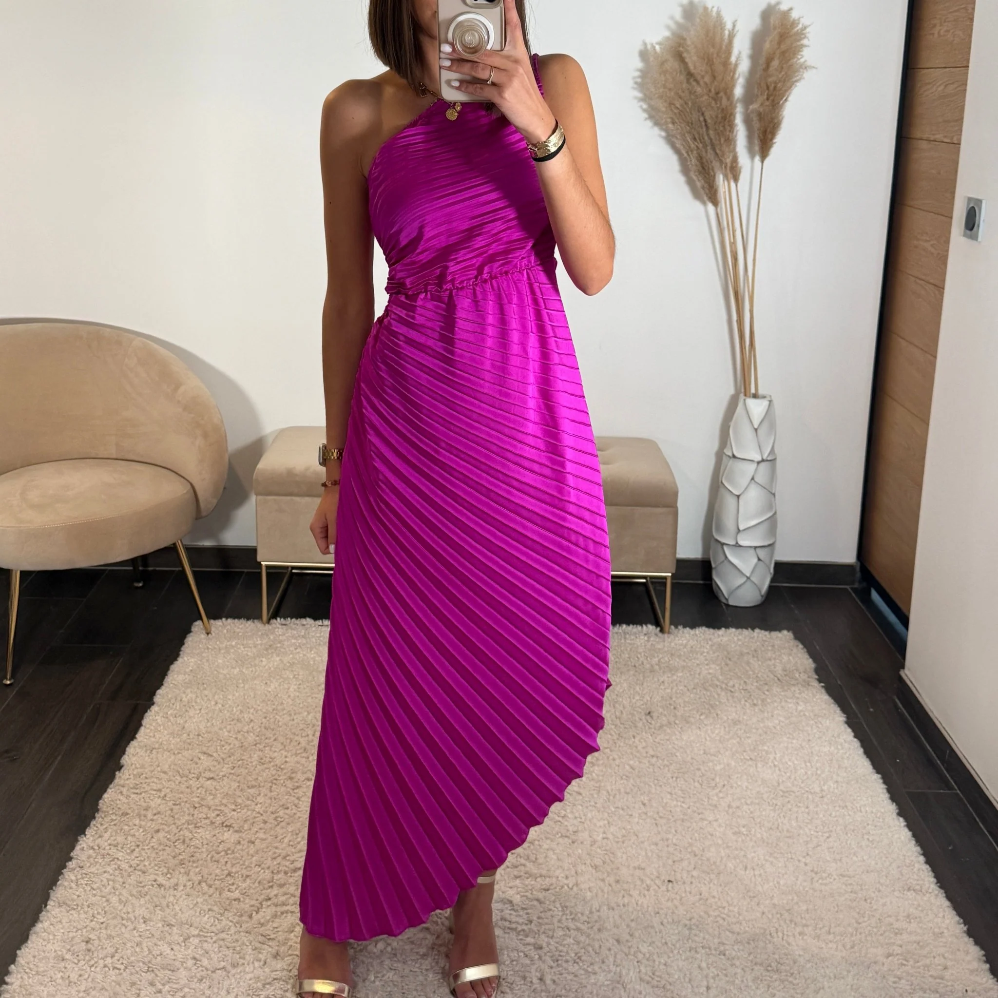 ROBE ASYMETRIQUE FUCHSIA GAZIA