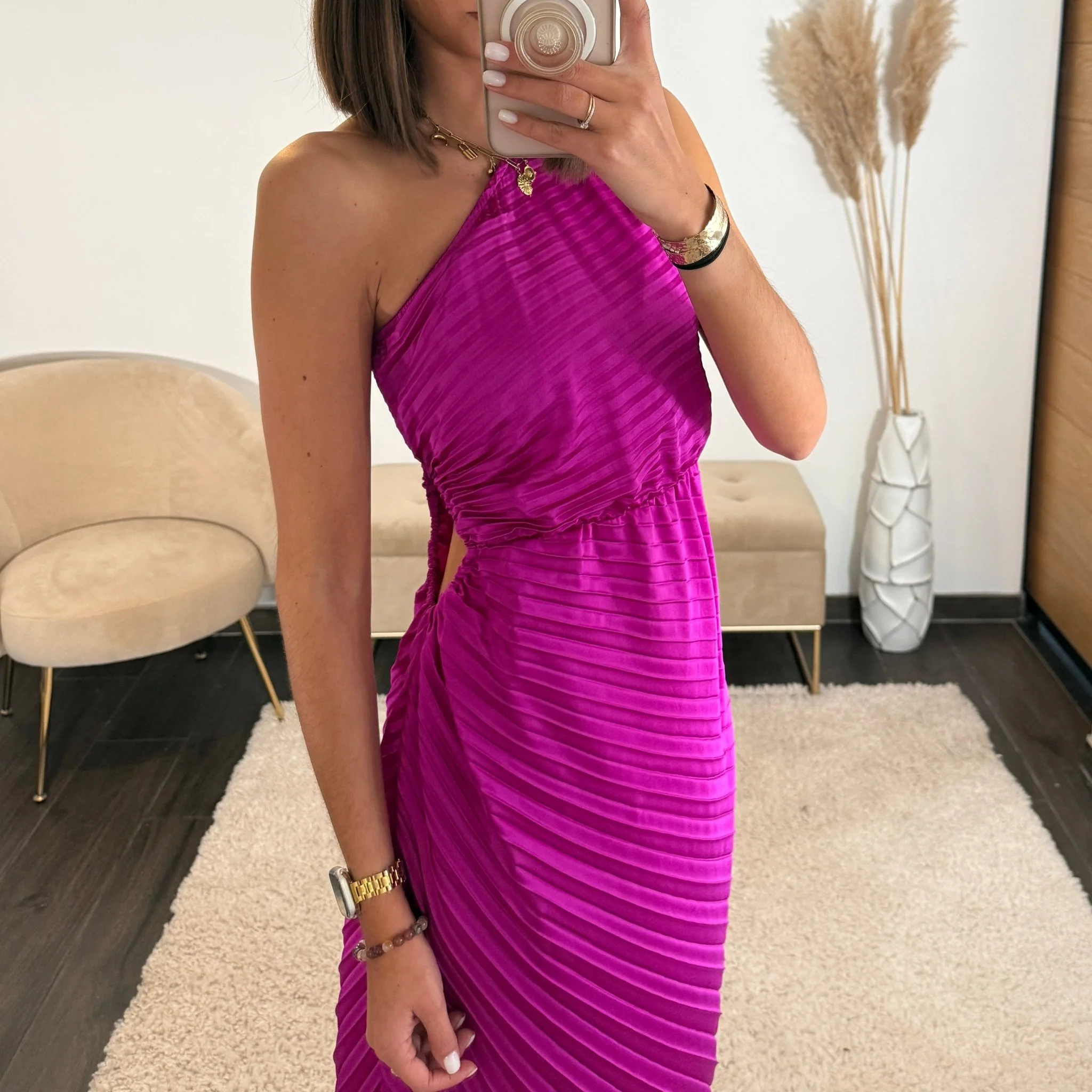 ROBE ASYMETRIQUE FUCHSIA GAZIA - Image 2