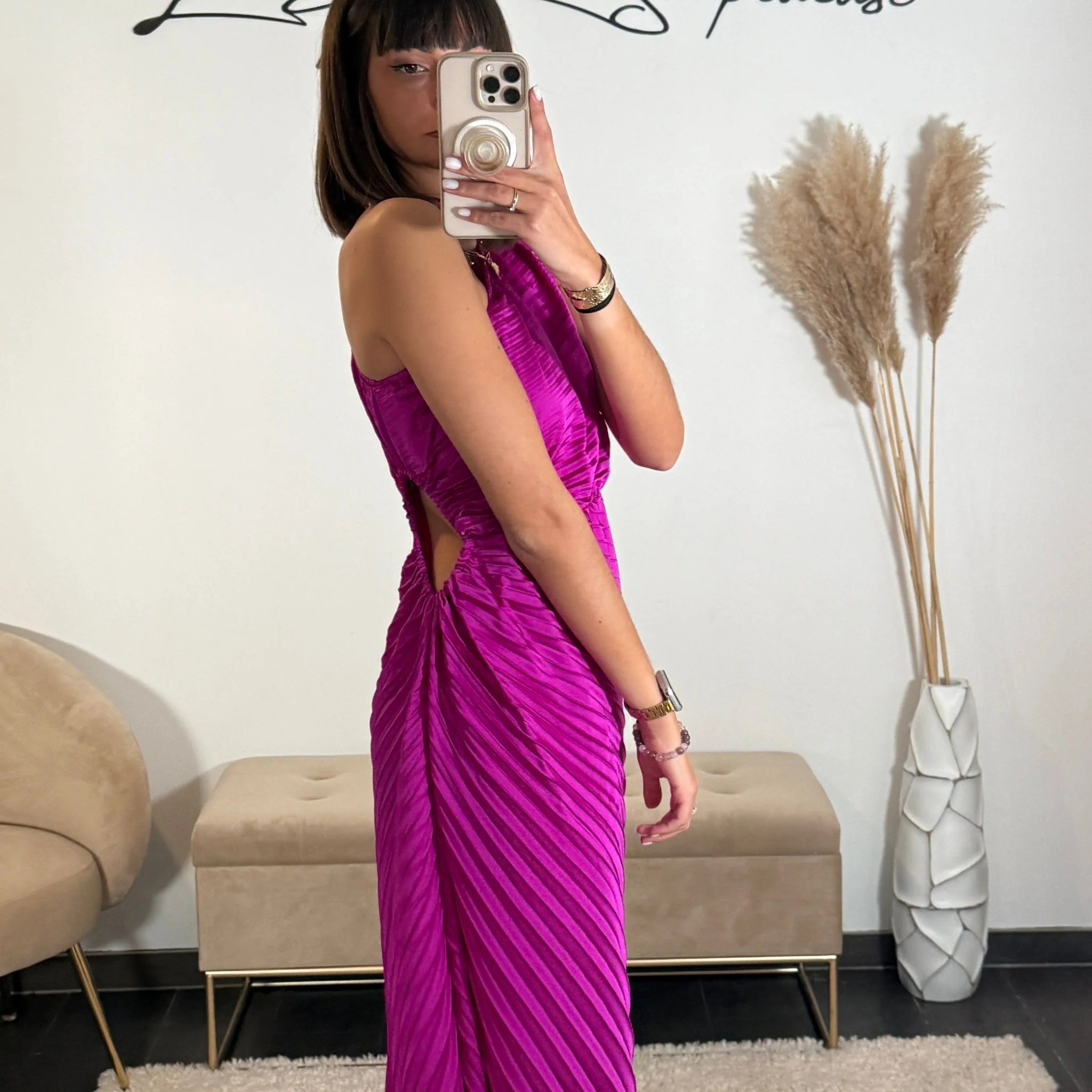 ROBE ASYMETRIQUE FUCHSIA GAZIA - Image 3