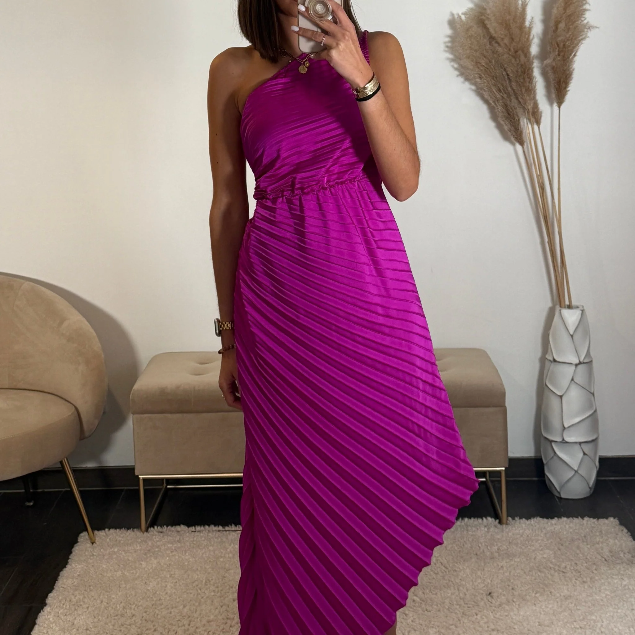 ROBE ASYMETRIQUE FUCHSIA GAZIA - Image 4