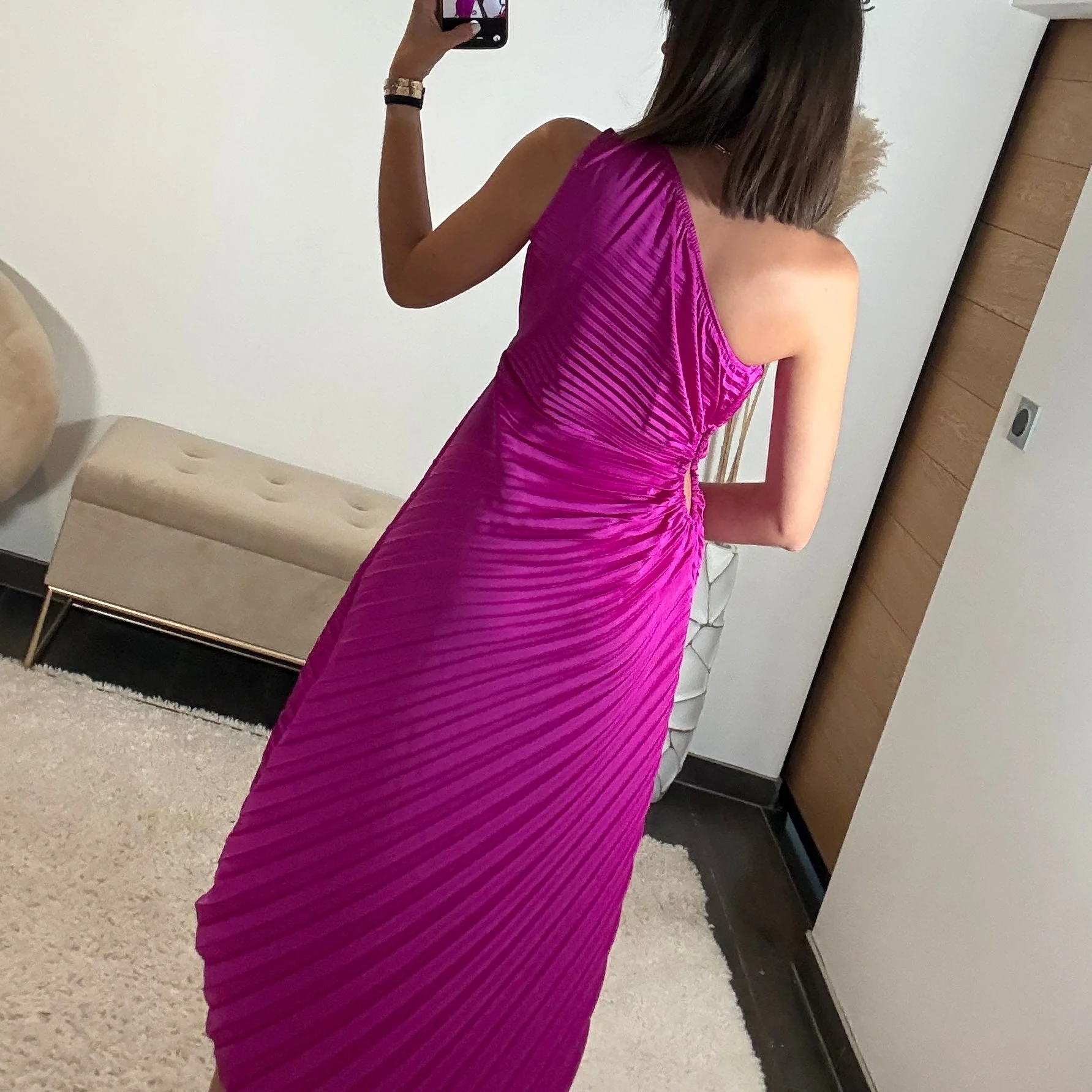ROBE ASYMETRIQUE FUCHSIA GAZIA - Image 5