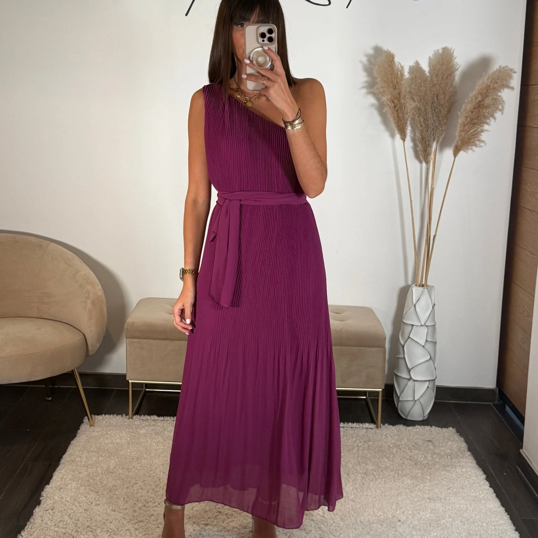 ROBE ASYMETRIQUE PRUNE VALERIA