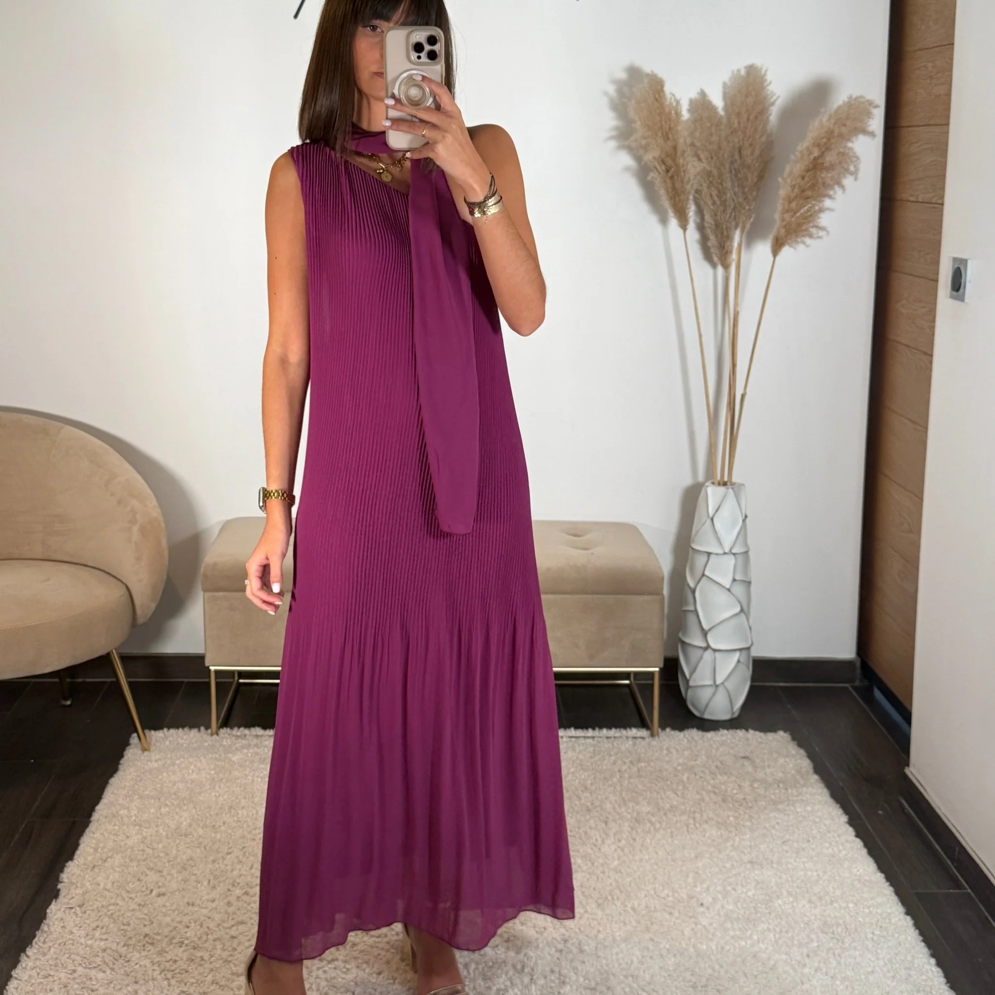 ROBE ASYMETRIQUE PRUNE VALERIA - Image 2