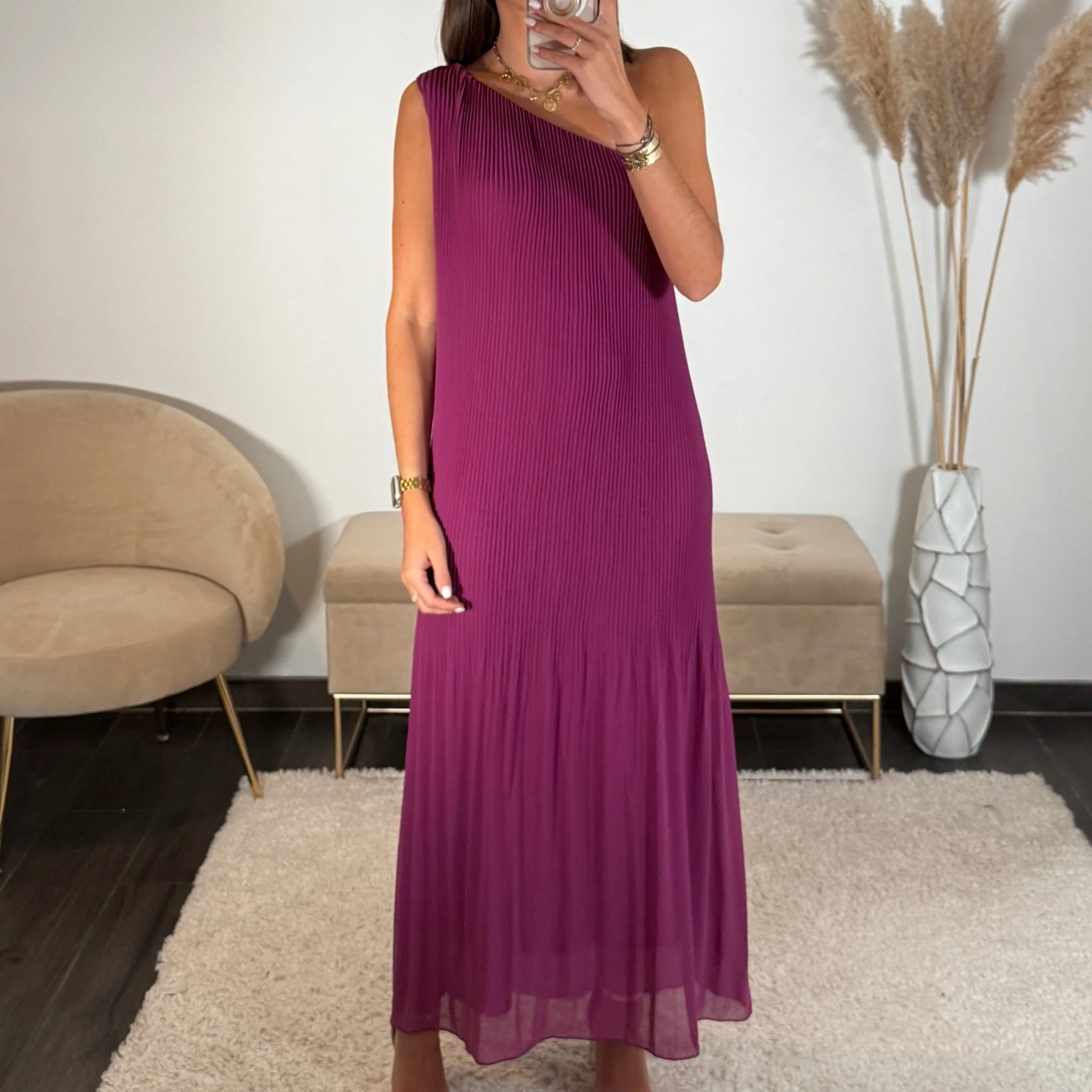 ROBE ASYMETRIQUE PRUNE VALERIA - Image 3