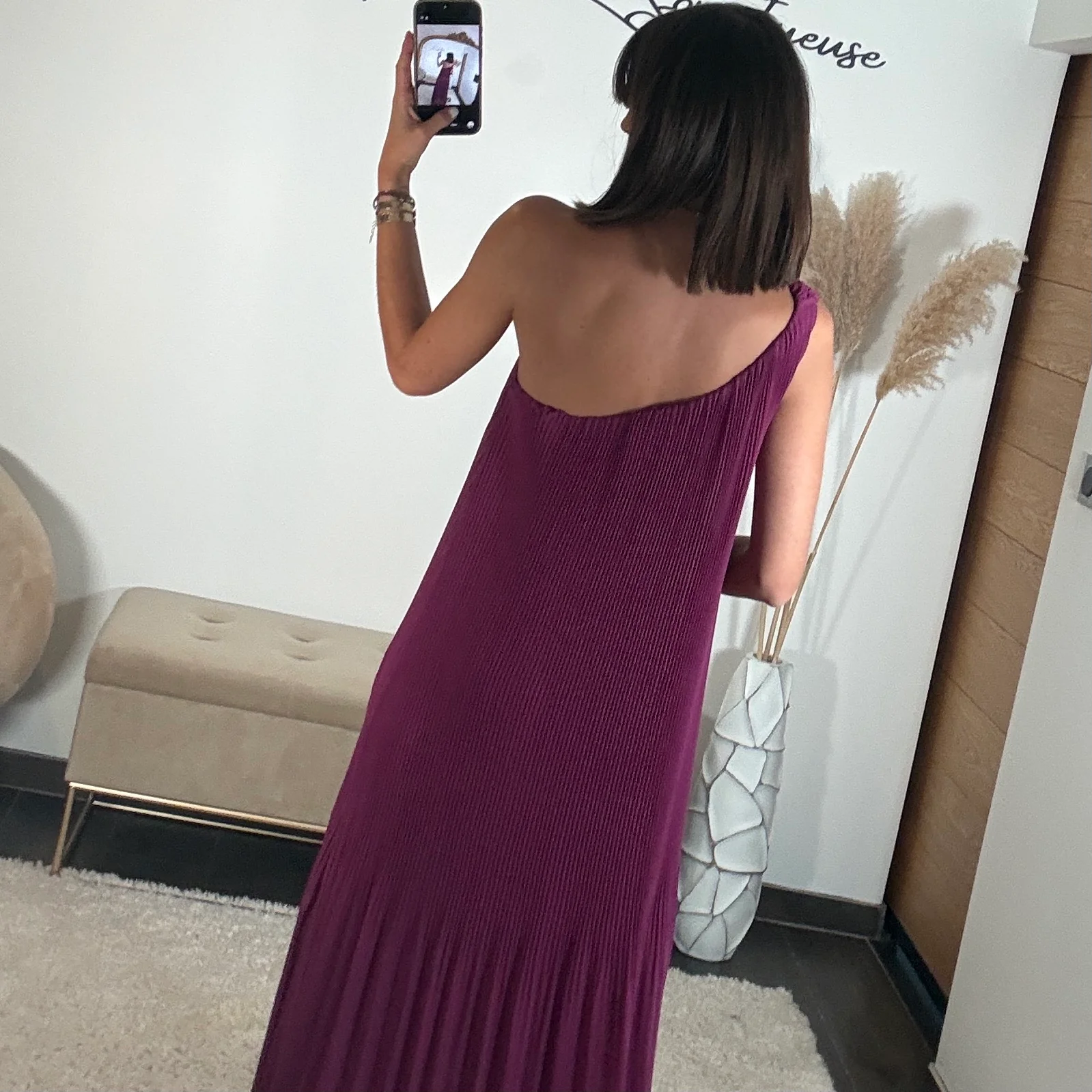 ROBE ASYMETRIQUE PRUNE VALERIA - Image 4