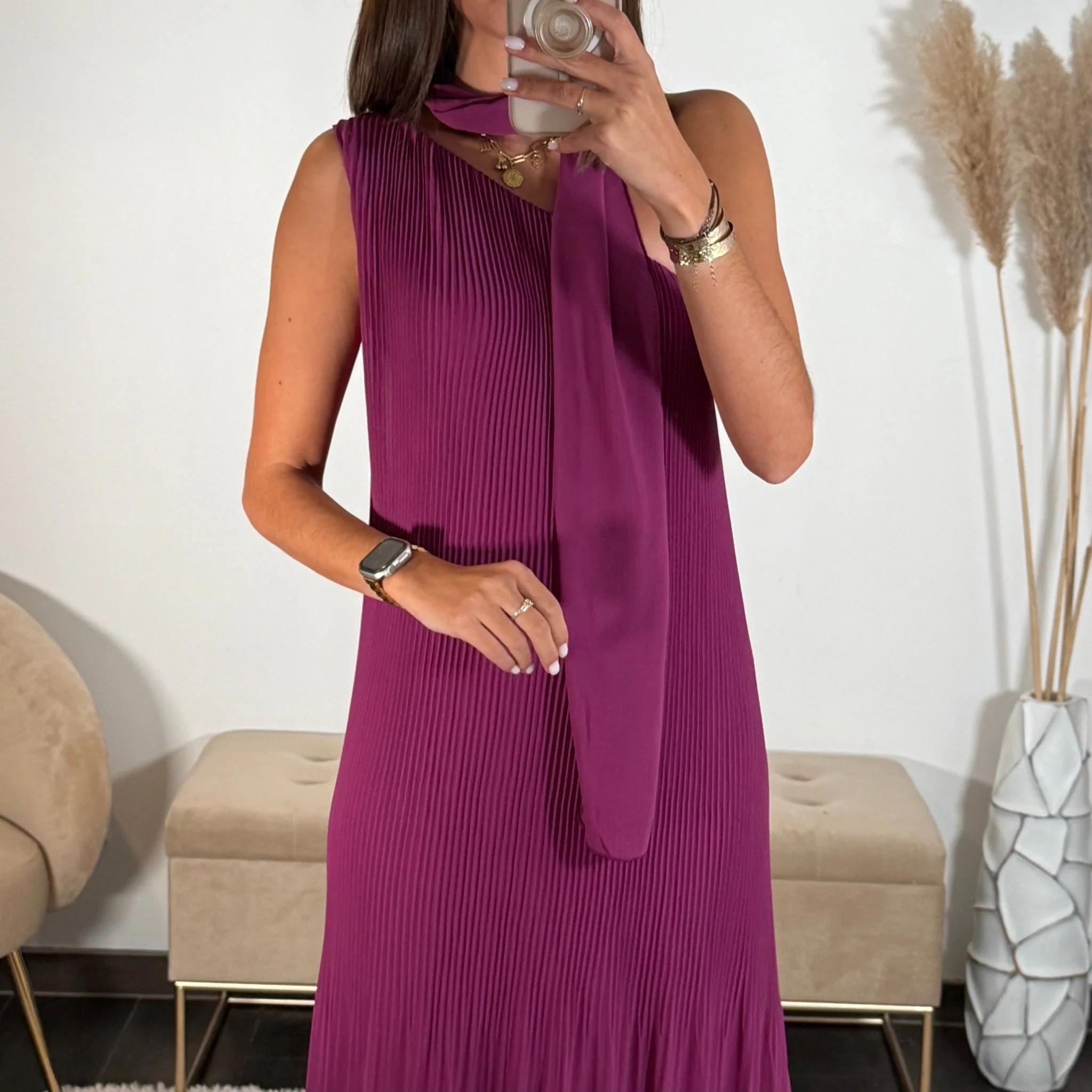 ROBE ASYMETRIQUE PRUNE VALERIA - Image 5