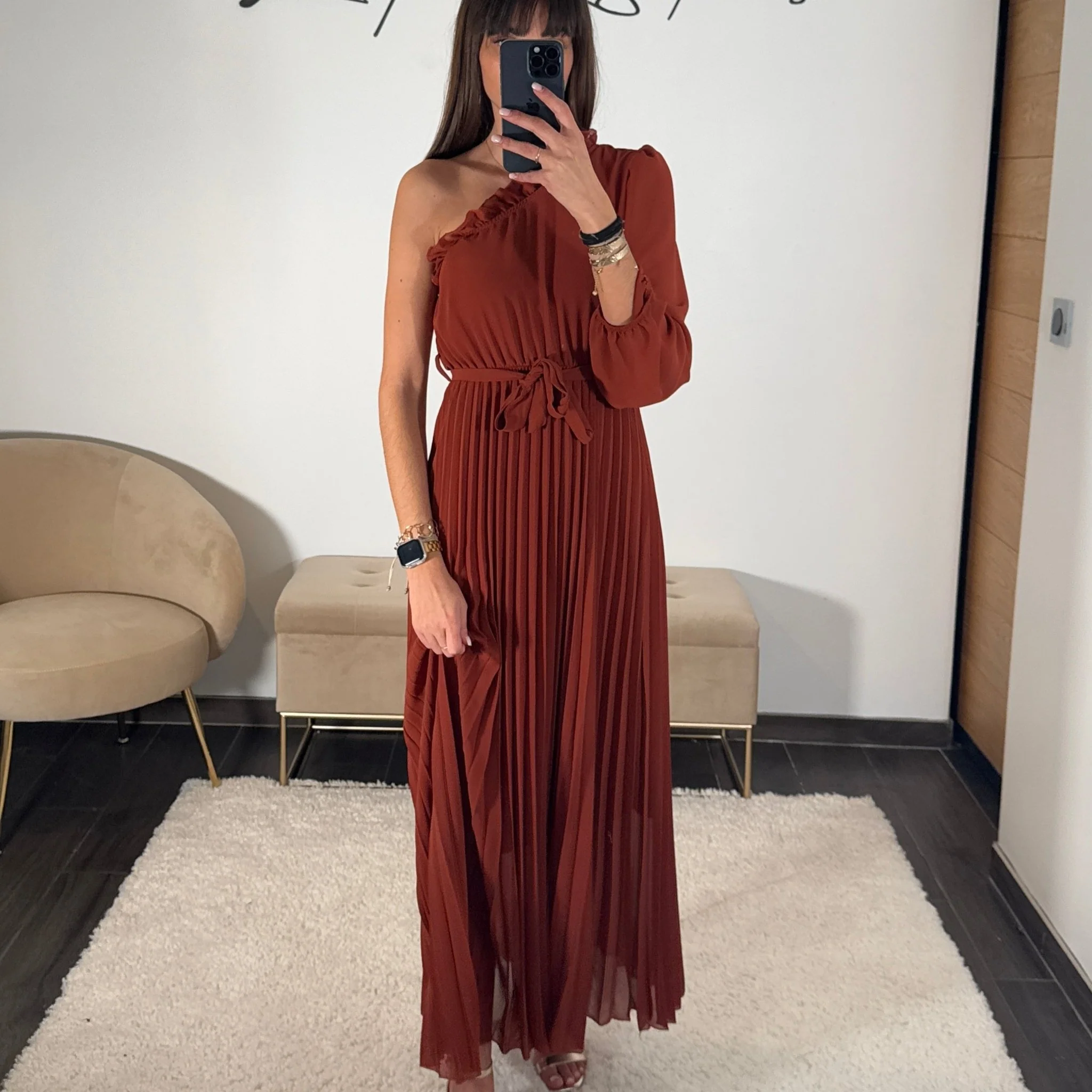 ROBE ASYMETRIQUE TERRACOTTA PERRINE