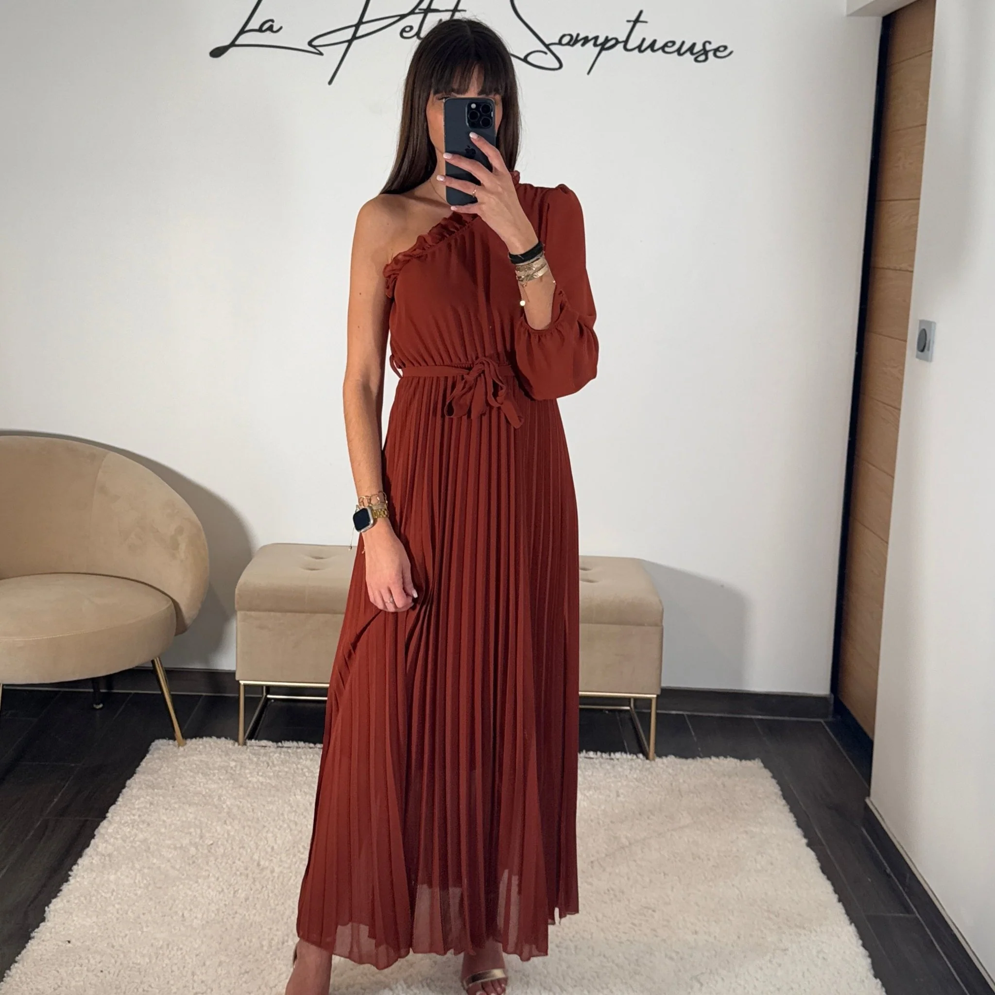 ROBE ASYMETRIQUE TERRACOTTA PERRINE - Image 2