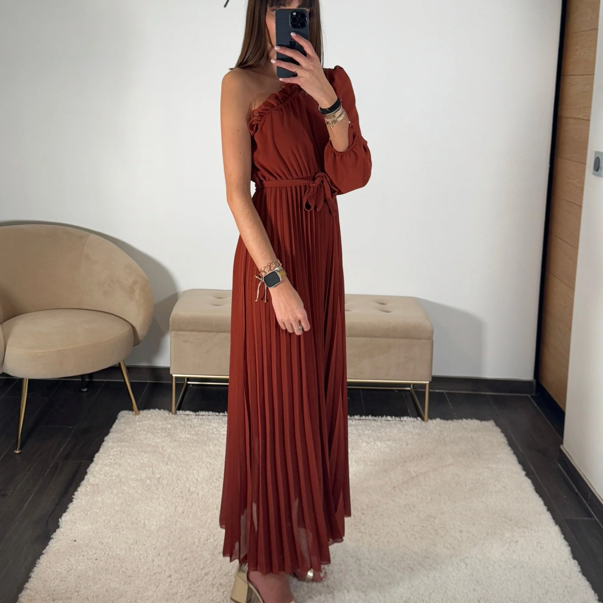 ROBE ASYMETRIQUE TERRACOTTA PERRINE - Image 3