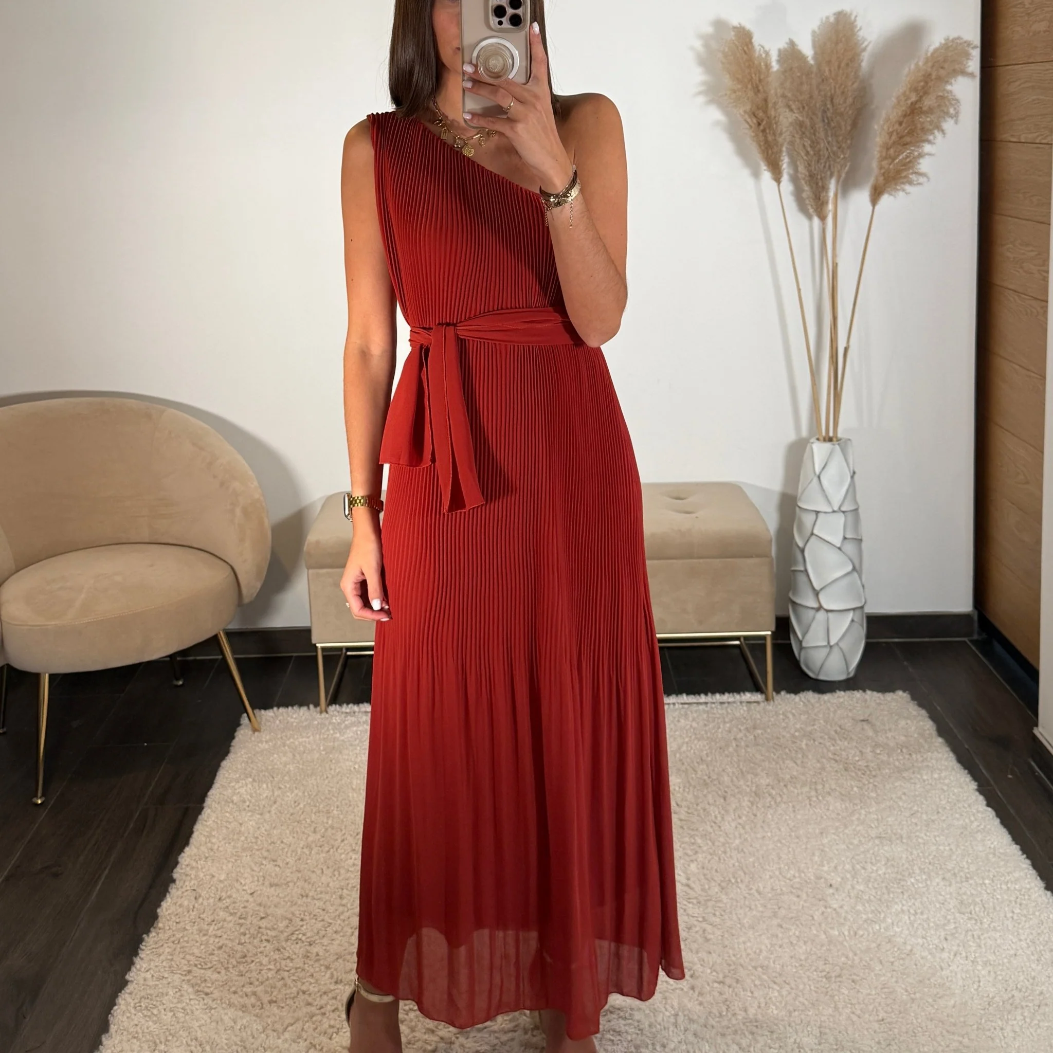 ROBE ASYMETRIQUE TERRACOTTA VALERIA