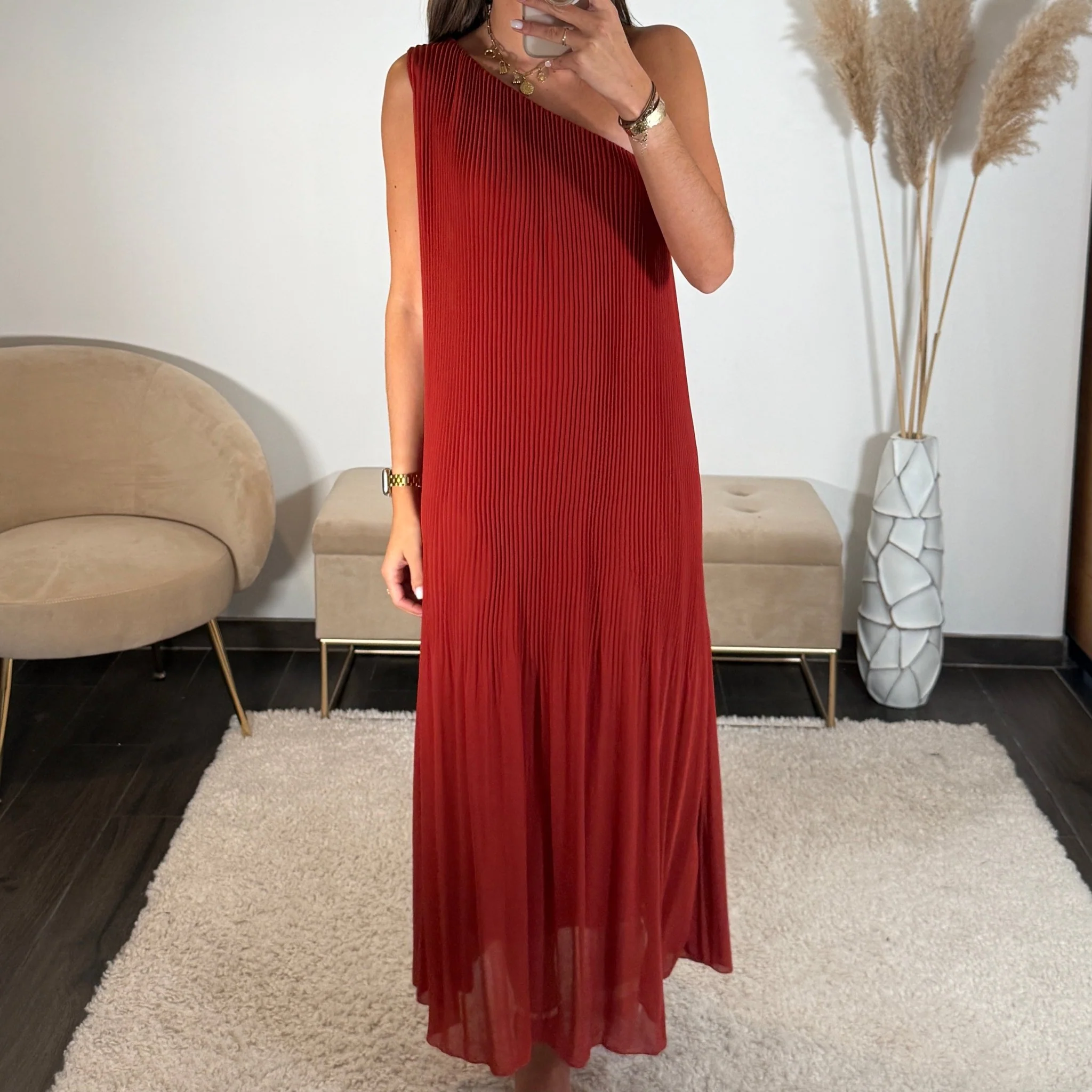 ROBE ASYMETRIQUE TERRACOTTA VALERIA - Image 4