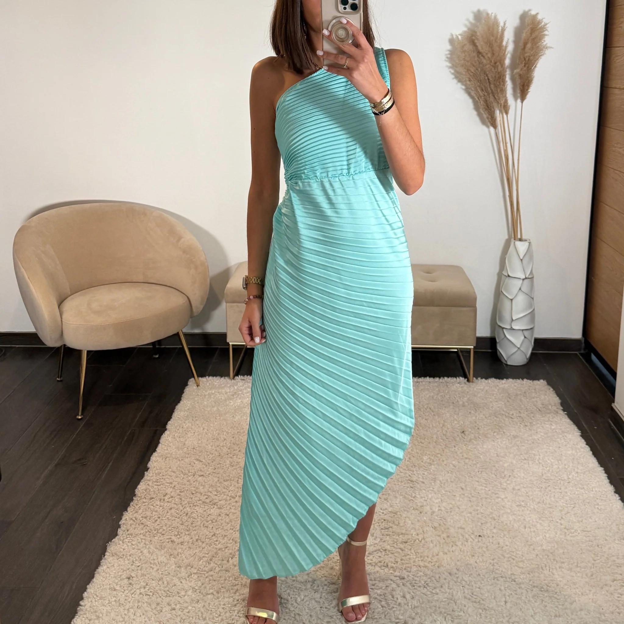 ROBE ASYMETRIQUE TURQUOISE GAZIA