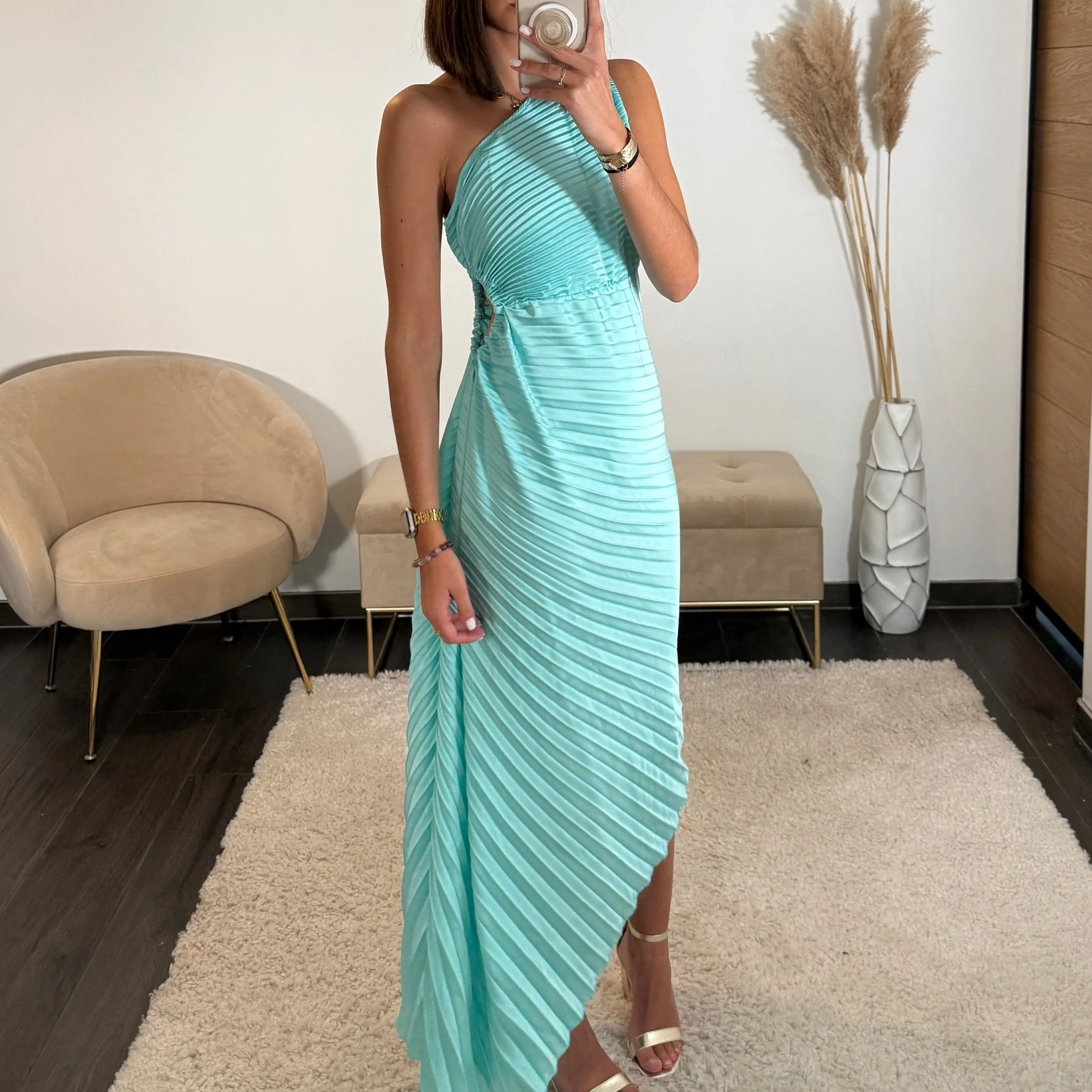ROBE ASYMETRIQUE TURQUOISE GAZIA - Image 2