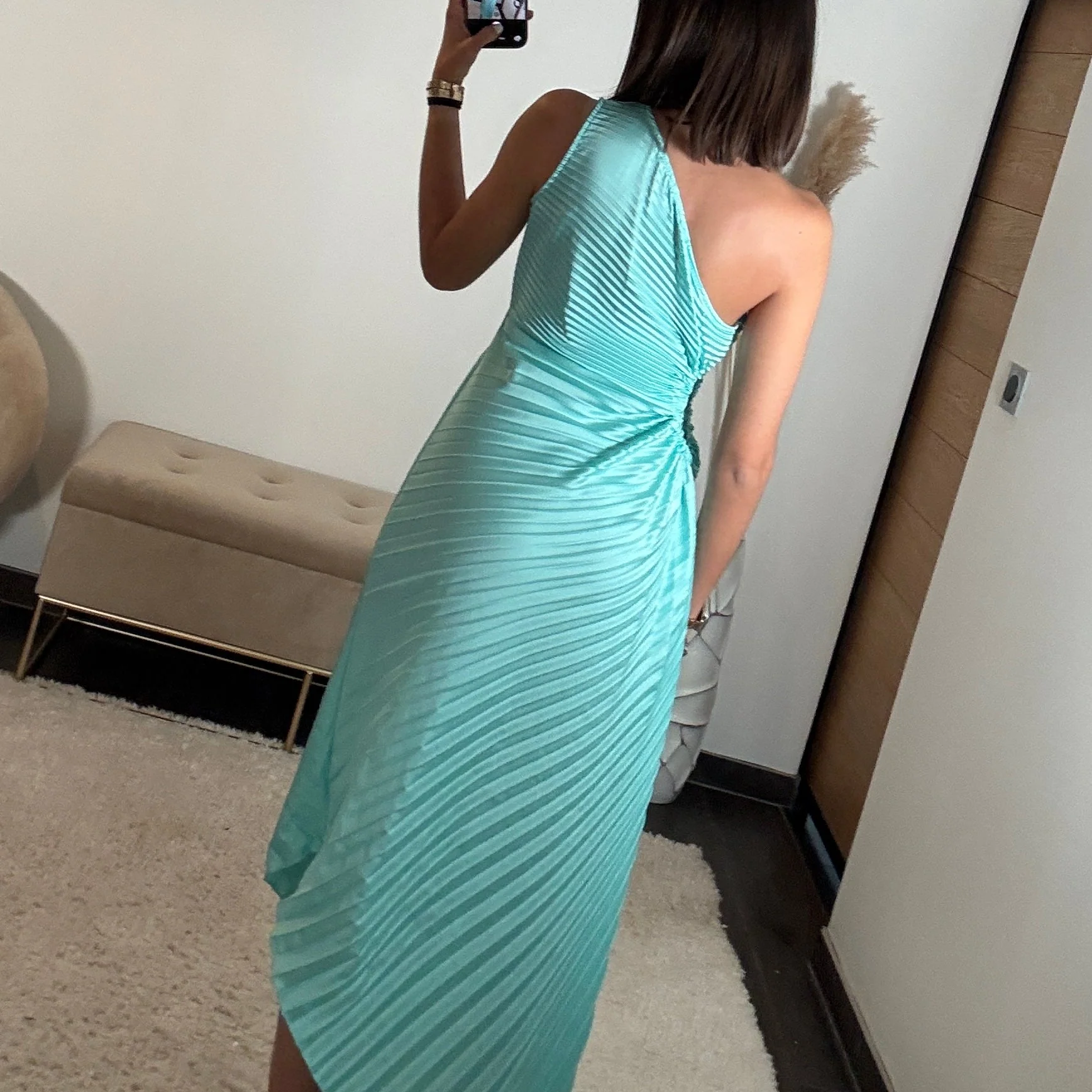 ROBE ASYMETRIQUE TURQUOISE GAZIA - Image 3