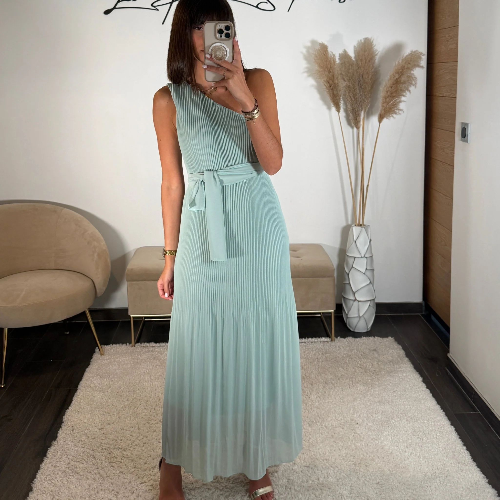 ROBE ASYMETRIQUE VERT D'EAU VALERIA