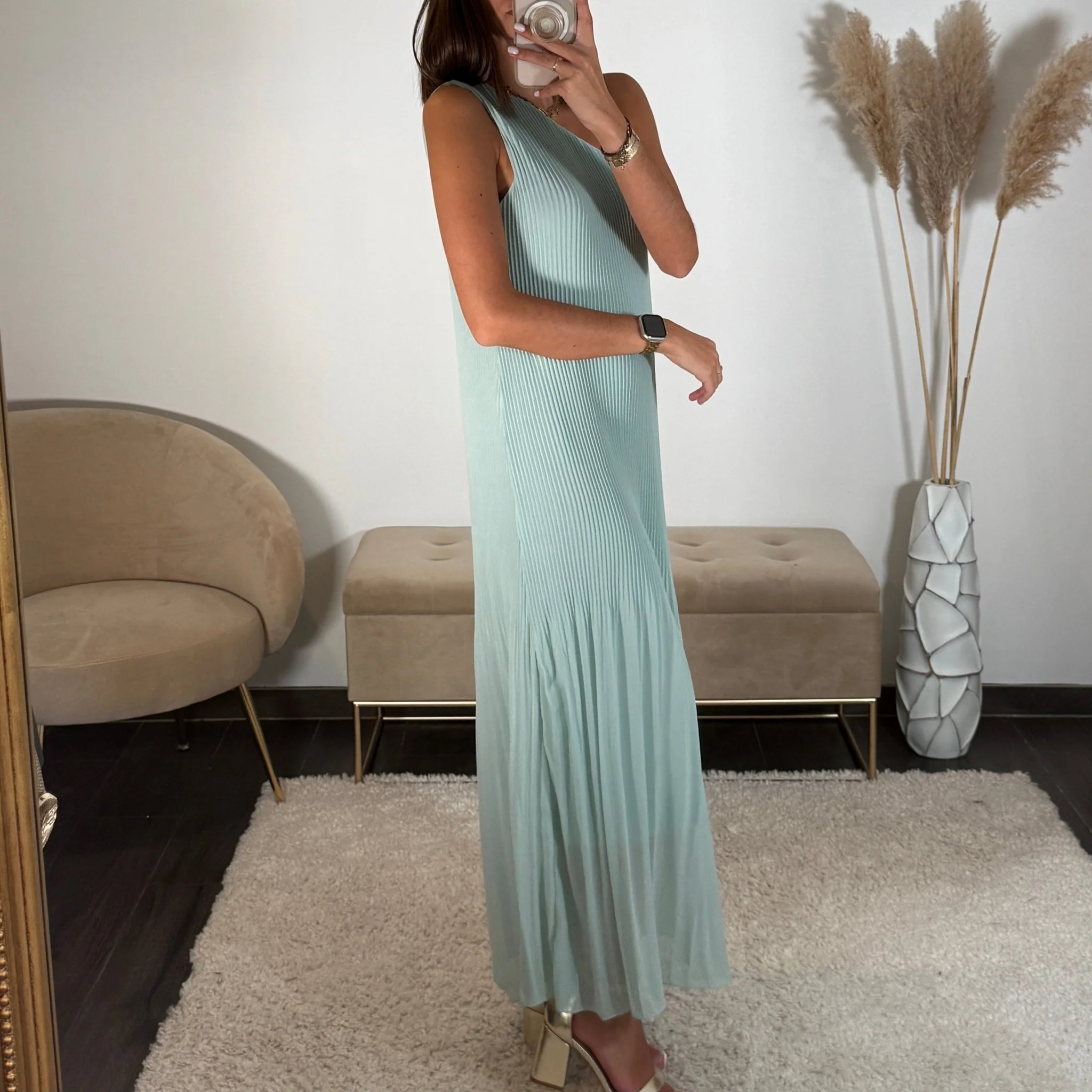 ROBE ASYMETRIQUE VERT D'EAU VALERIA - Image 3